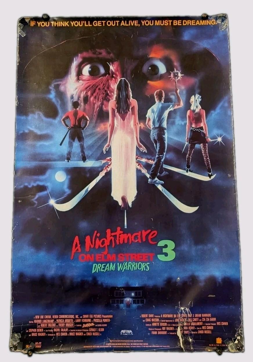 Vintage A Nightmare On Elm Street 3 Dream Warriors Poster 24x40 Rare Promo