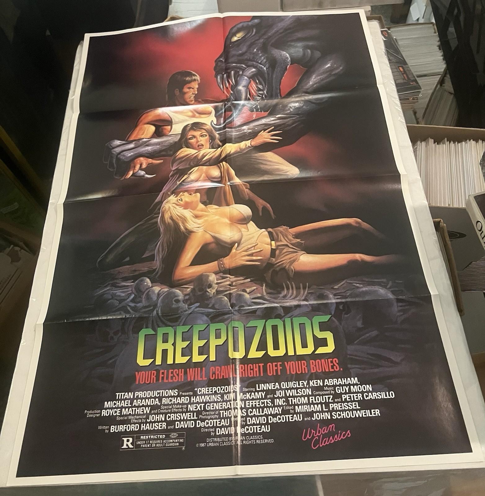 CREEPOZOIDS 1987 ORIGINAL Movie Poster 28x41 Linnea Quigley Cult Horror Classic