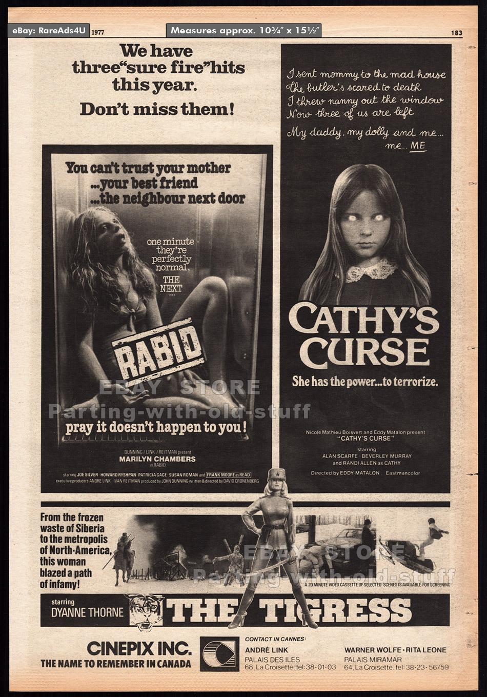 RABID / ILSA THE TIGRESS - Original 1977 Trade AD / poster_ Marilyn Chambers