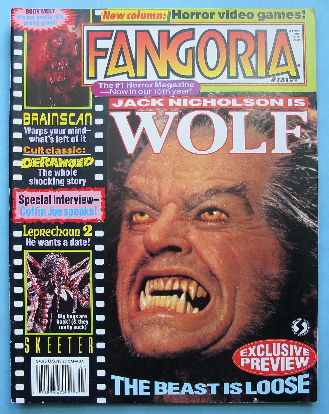 FANGORIA - 1994 - APRIL - #131 - JACK NICHOLSON IS WOLF - THE BEAST IS LOOSE