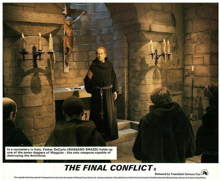 The Final Conflict Original Lobby Card, Rossano Brazzi Monks with 7 Daggers 1981