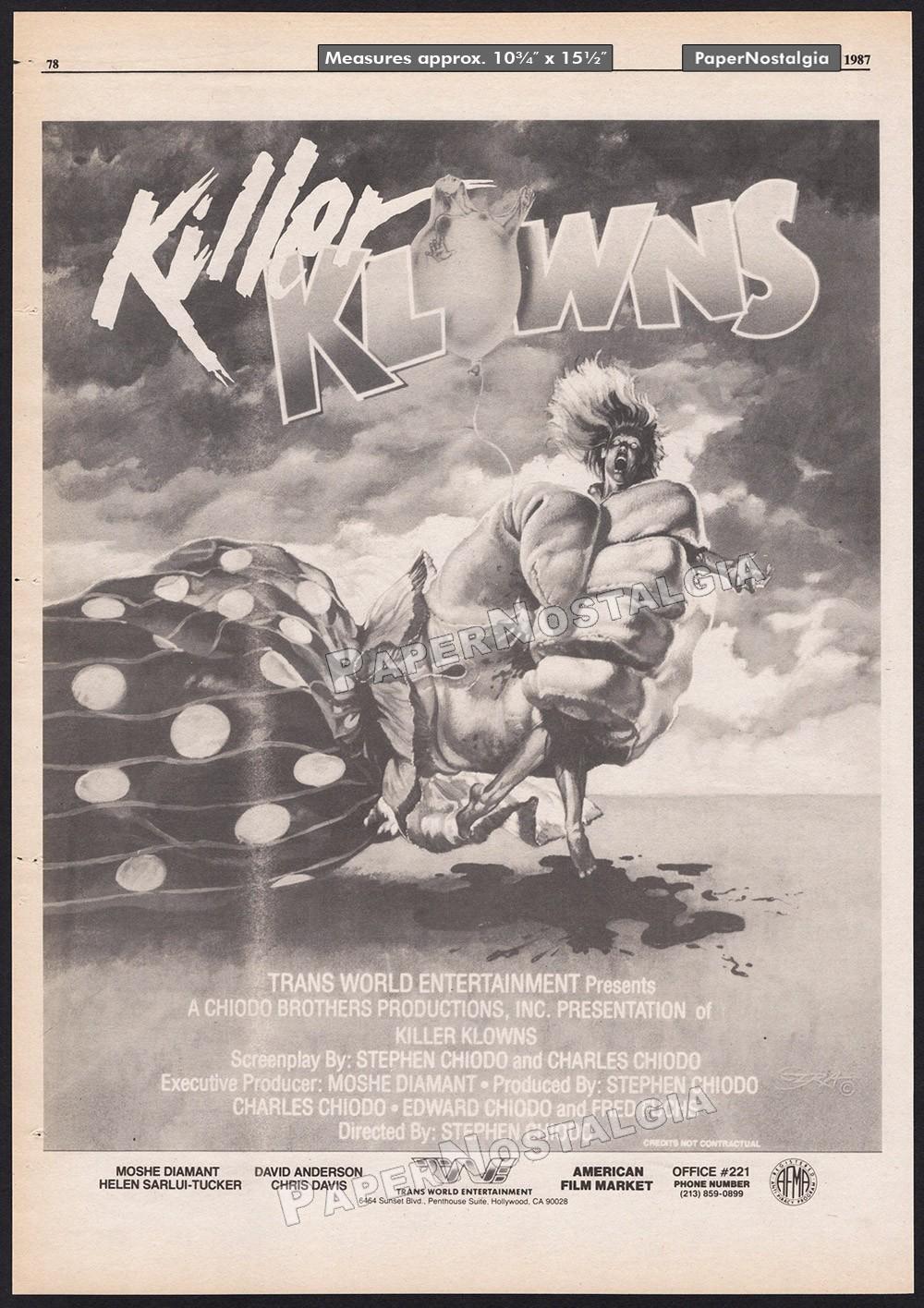 KILLER KLOWNS FROM OUTER SPACE – Original 1987 Trade AD / poster – Chiodo Horror