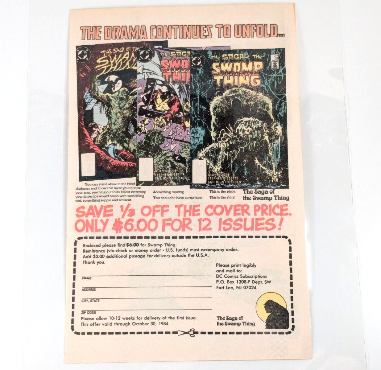 Swamp Thing 1984 Vintage Laminated Subscription Promo Ad Wall Hang Display