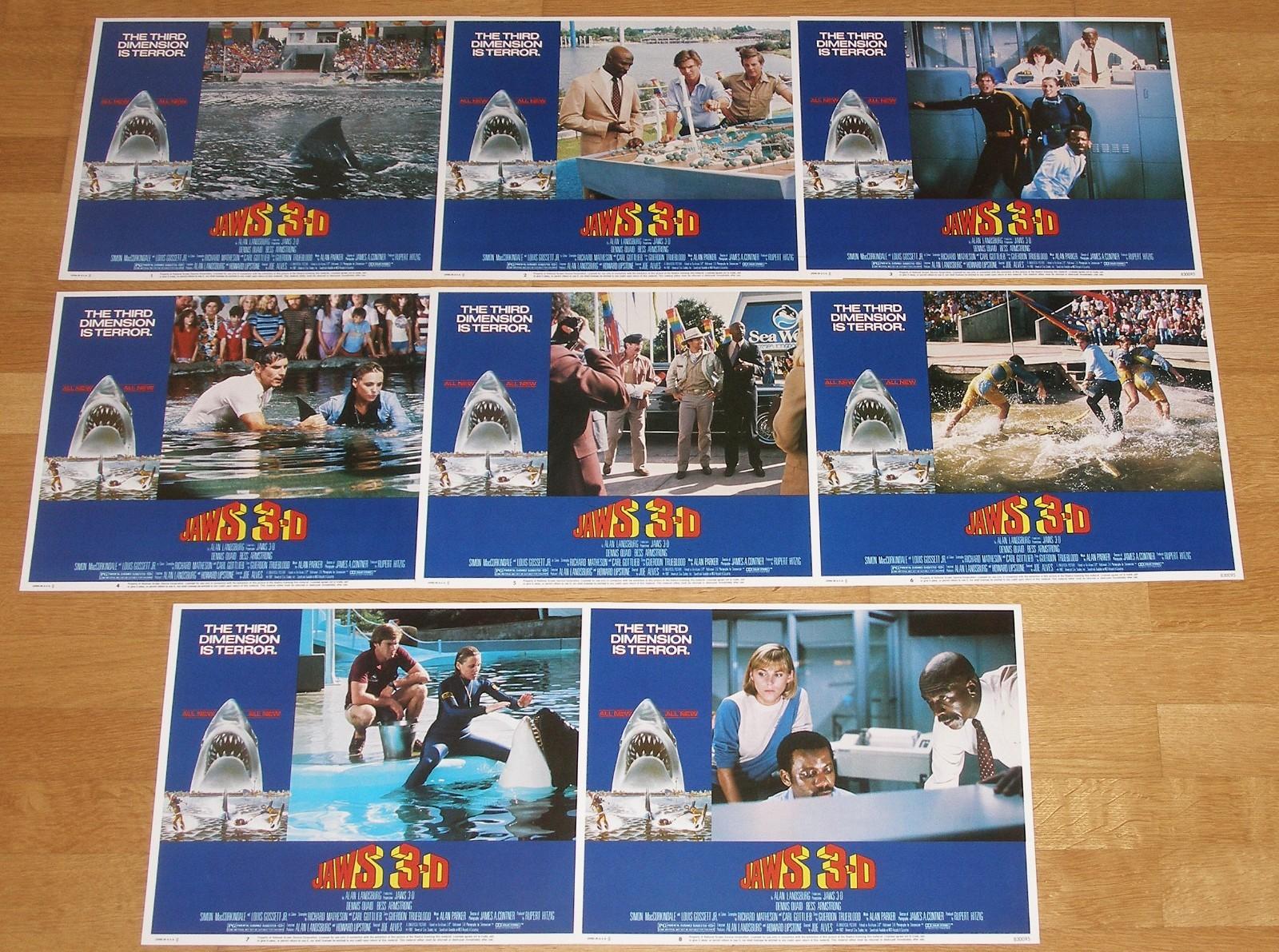 JAWS 3-D (1983) 80s Horror Rare Original US Lobby Card Set