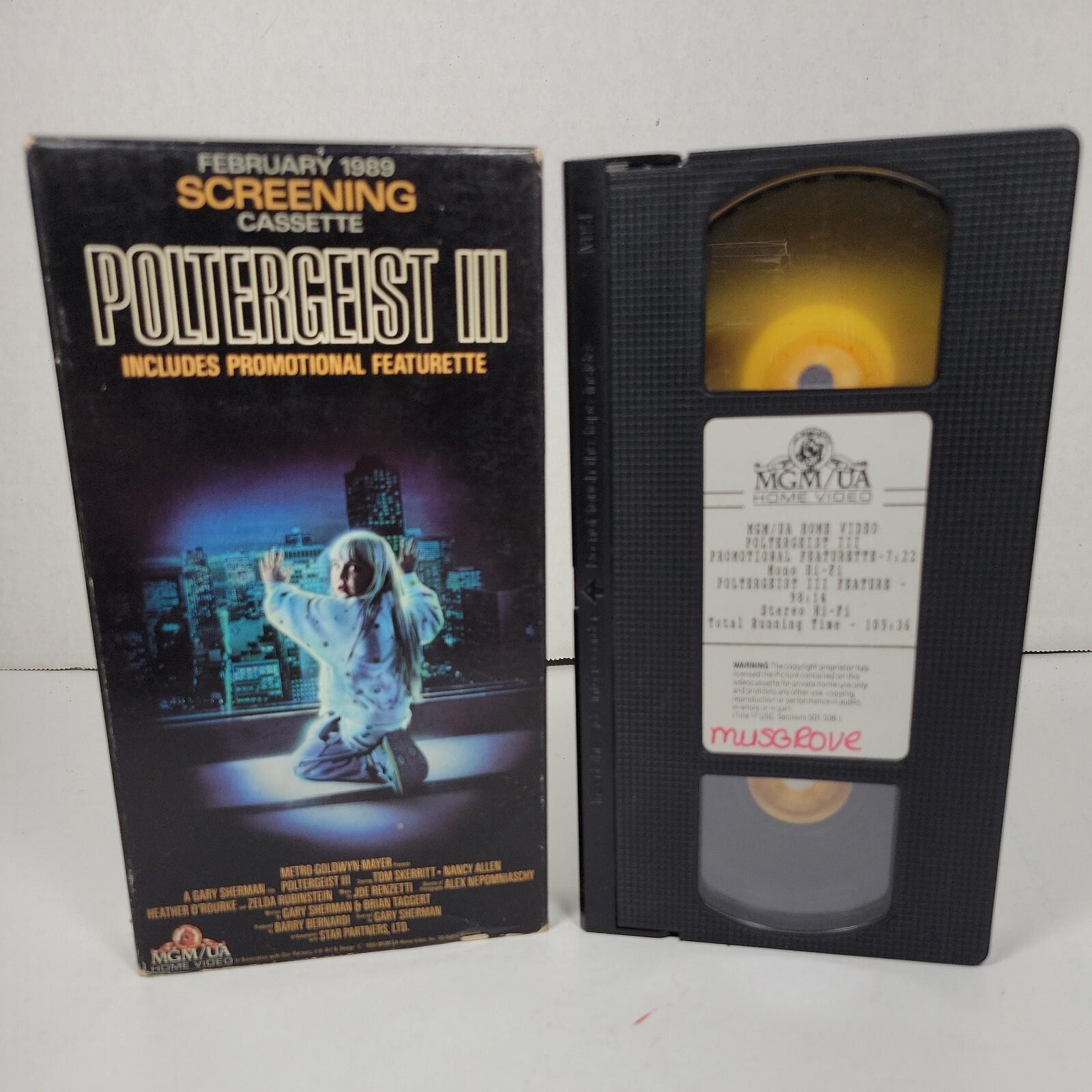 RARE - Poltergeist III 3 VHS *SCREENING* Tape,  February 1989