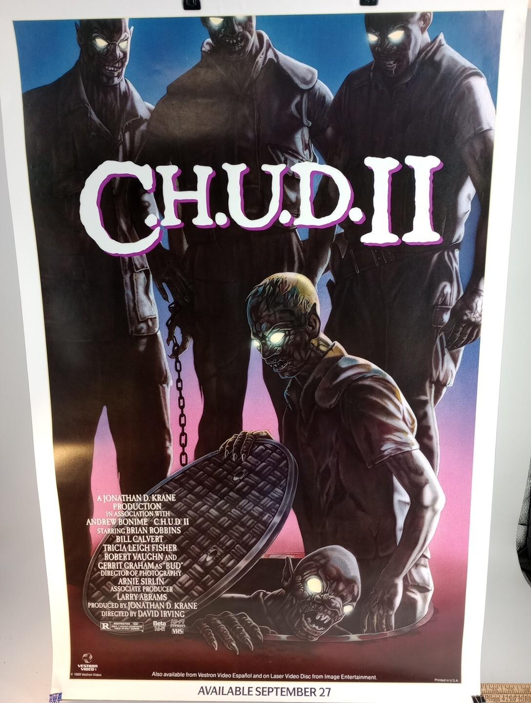 1989 Vtg  C.H.U.D. Il  27x41” Upcoming Movie Store  Advertising Promotion Poster