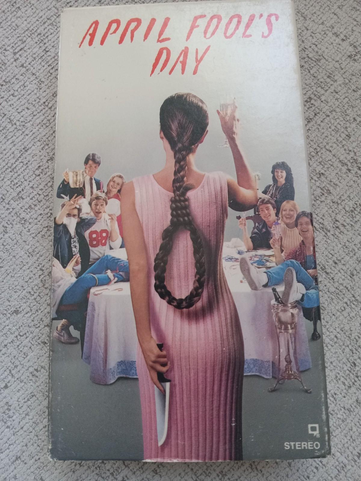 April Fool's Day 1986 Paramount release on VHS black comedy mystery slasher