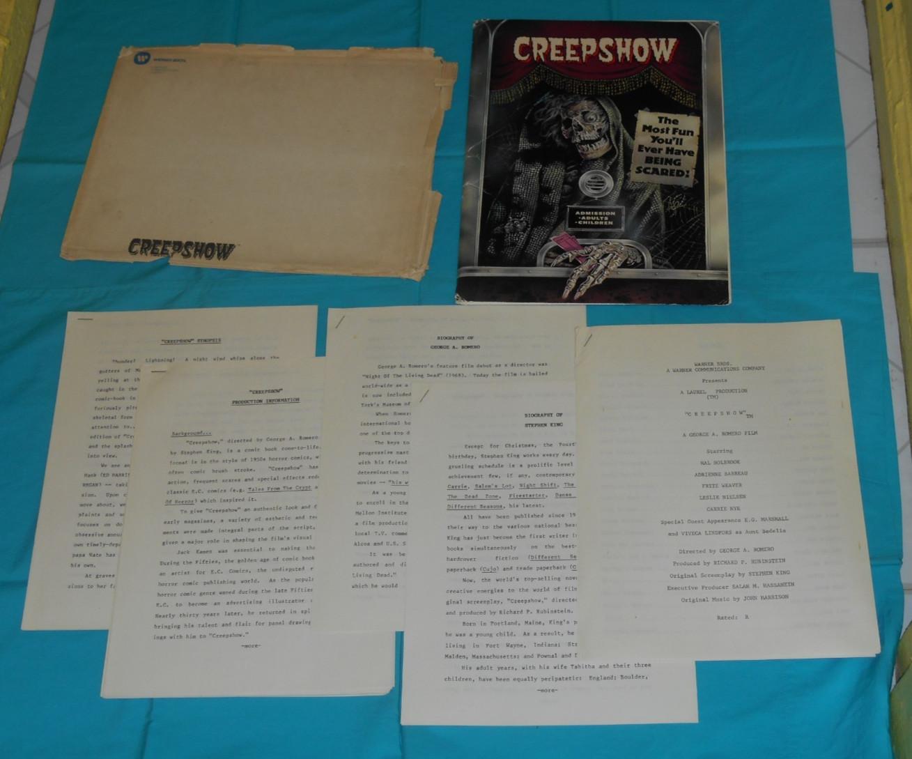 original CREEPSHOW PRESS KIT (no photos) Stephen King George A. Romero