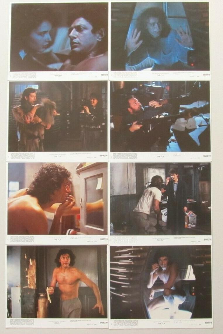 THE FLY ORIGINAL 8X10 LOBBY CARD SET OF 8 1986 JEFF GOLDBLUM GEENA DAVIS SCI-FI