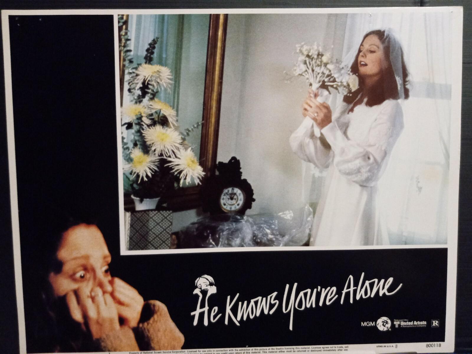 Lobby Card 1980 HE KNOWS YOU'RE ALONE lovely Caitlin O'Heaney wedding stalked