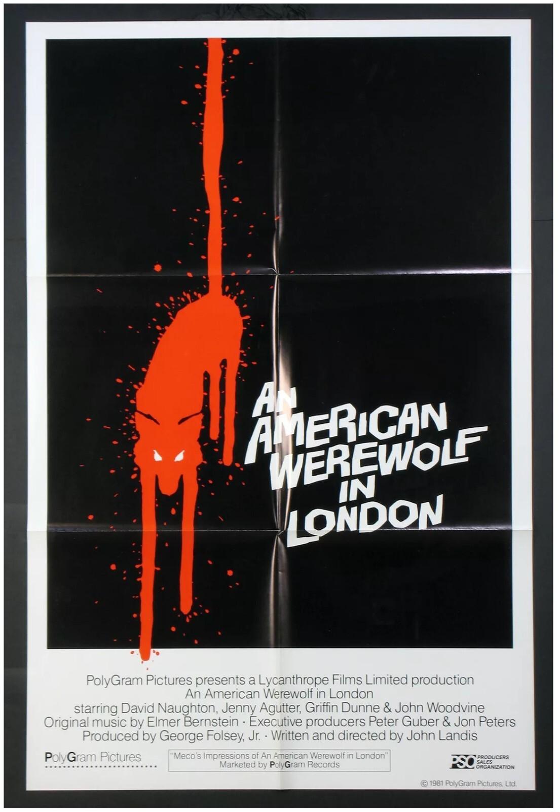 1981 American Werewolf In London Original Movie Poster 27x41 Horror Cult Rare