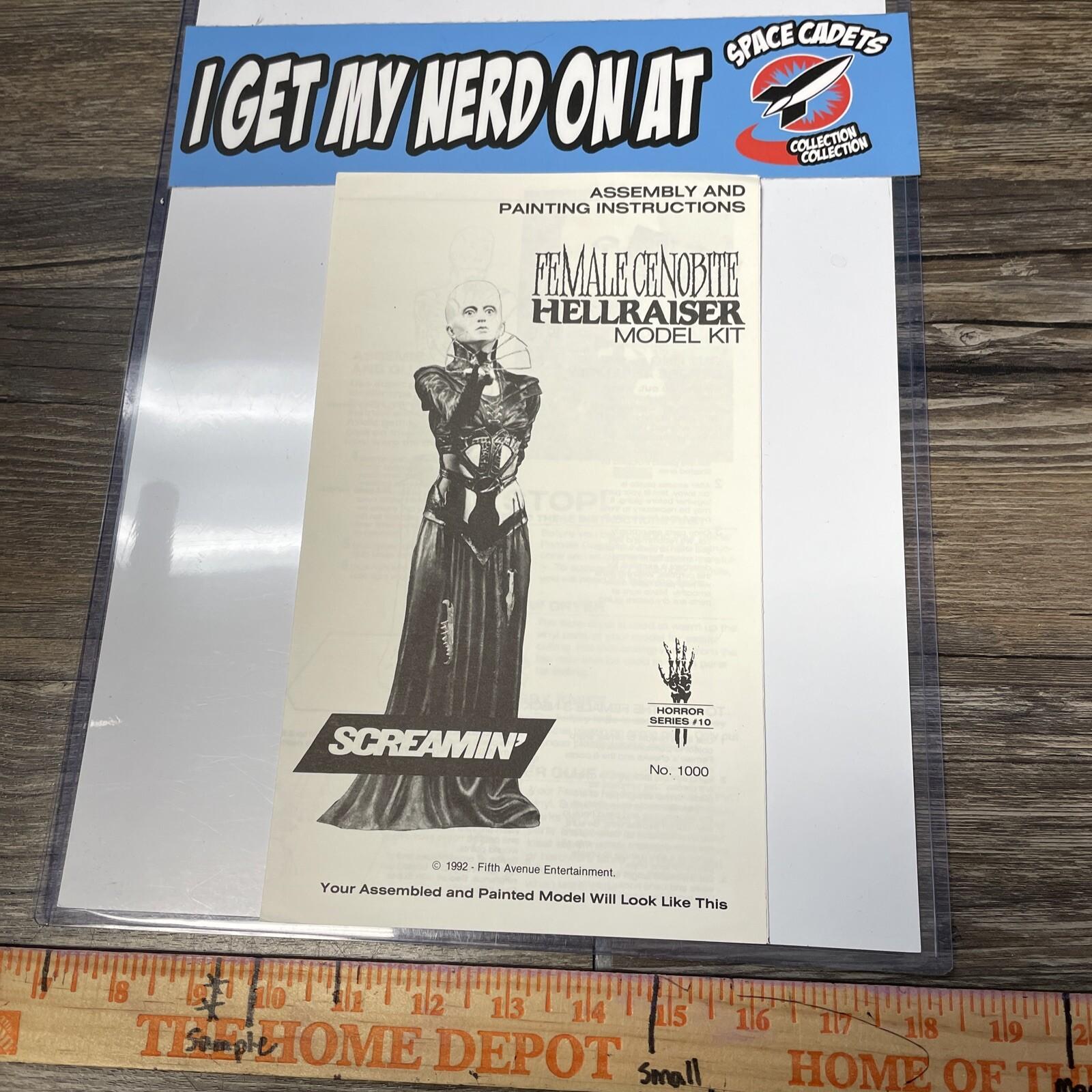 Female Cenobite Hellraiser Model Kit #1000 Assembly Painting Instructions 1992