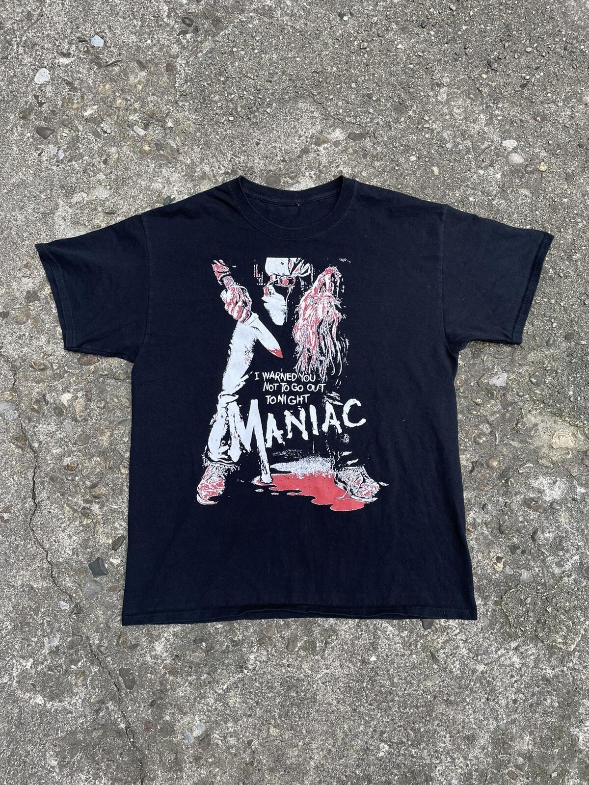 Vintage 2000’s Maniac 1980’s Horror Movie Promo Graphic T-Shirt Mens L