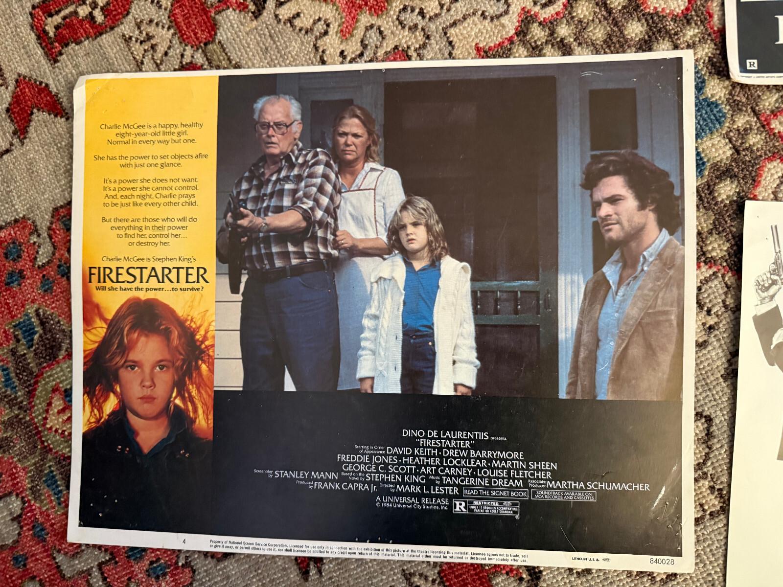 Firestarter 1984 Universal 11x14" horror lobby Drew Barrymore Art Carney