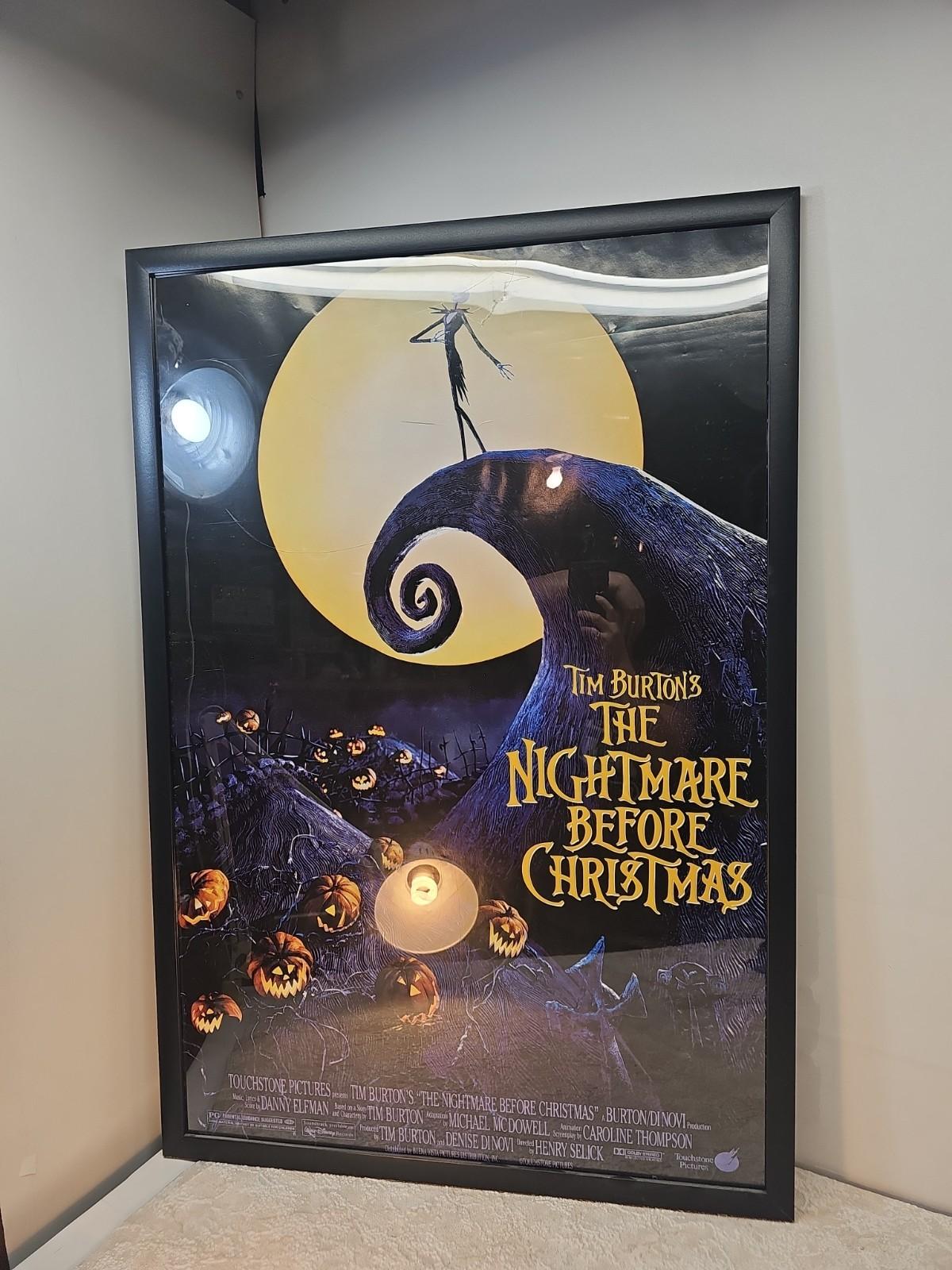 Original The Nightmare Before Christmas 1993 Movie Poster 26x38 Wood framed
