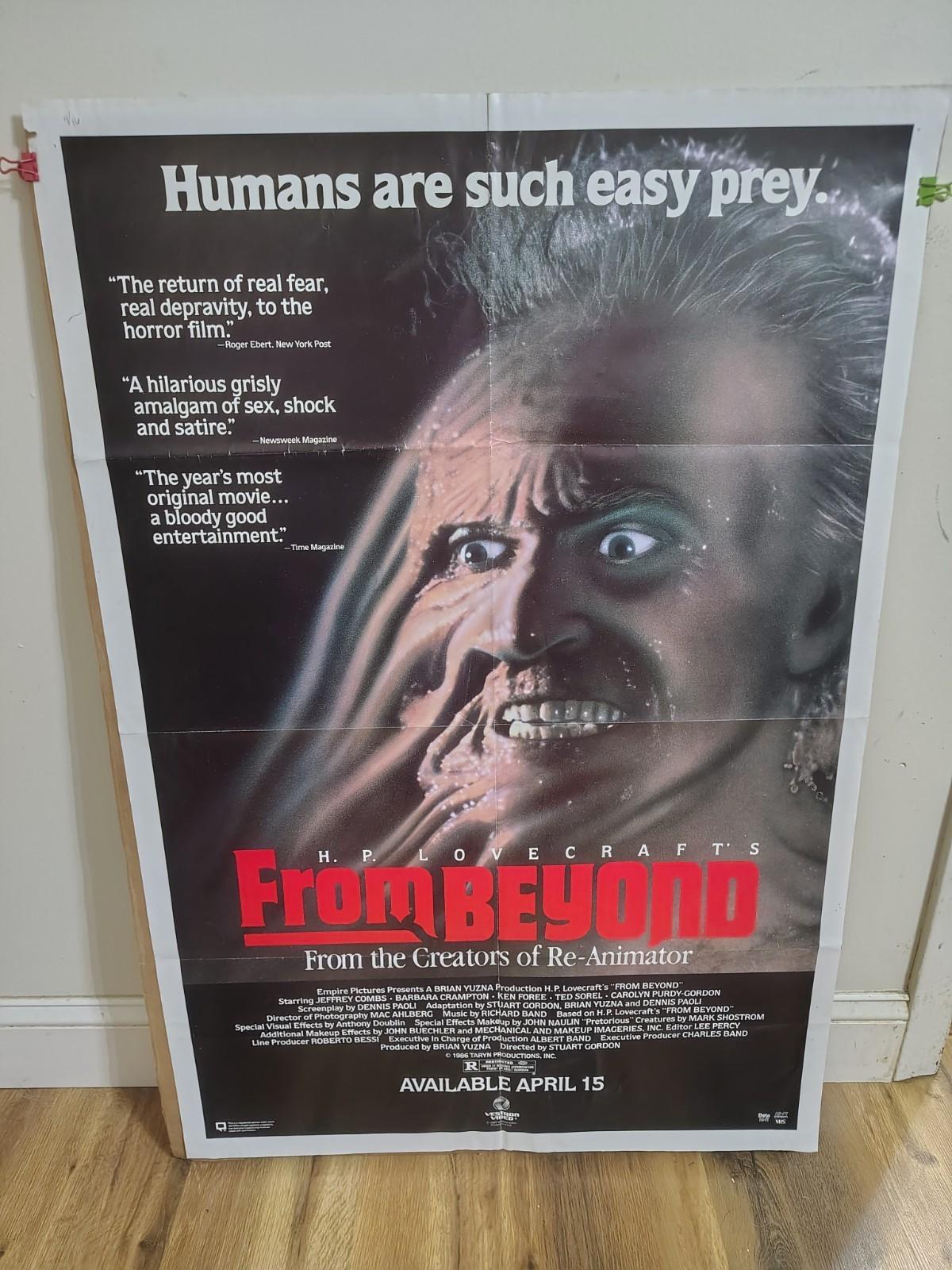 Original 1987 FROM BEYOND VHS Release One Sheet Movie Poster  - 27X40 Folded