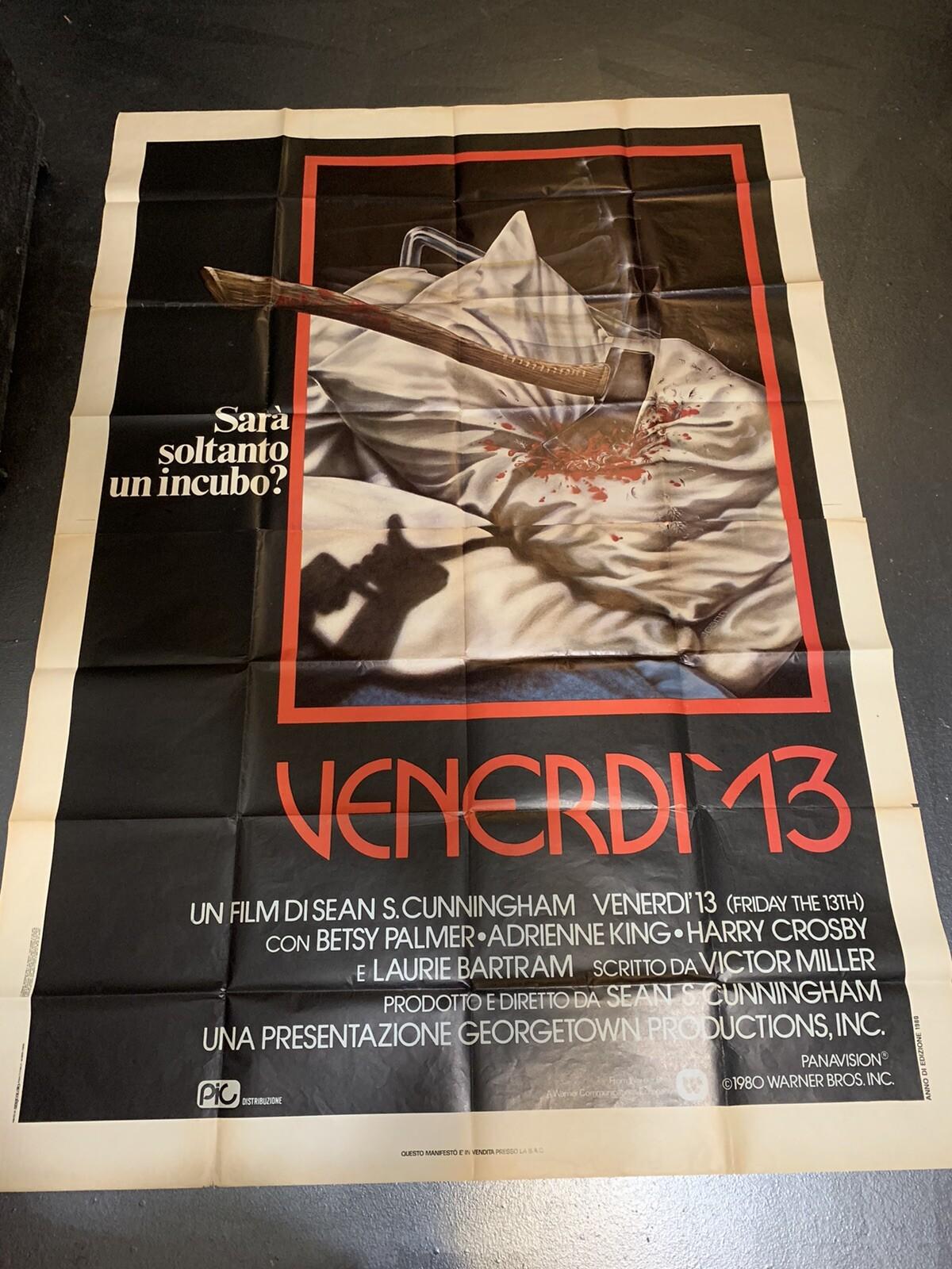 Friday the 13th 1980 Original HUGE Italian Fogli Movie Poster 55x78” Rare Horror