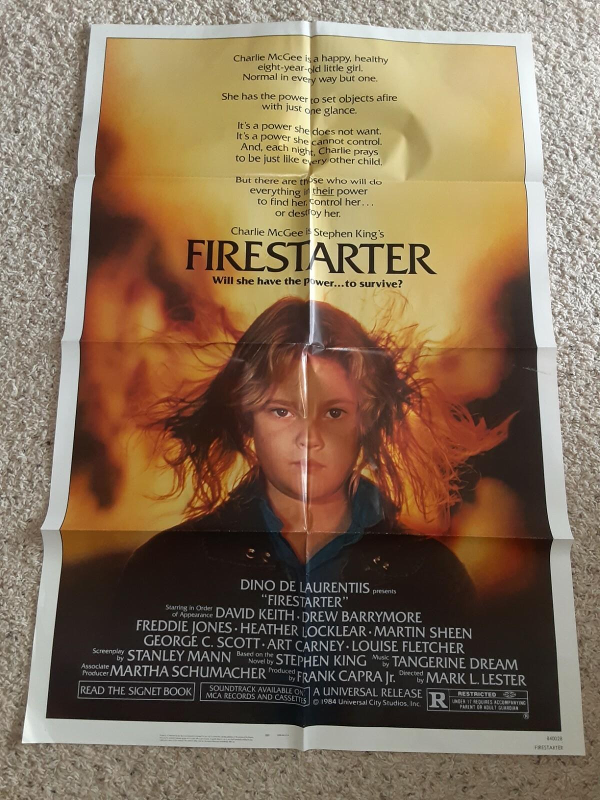 Vintage 1984 Firestarter Original Movie Theater 41" × 27"  Poster Drew Barrymore