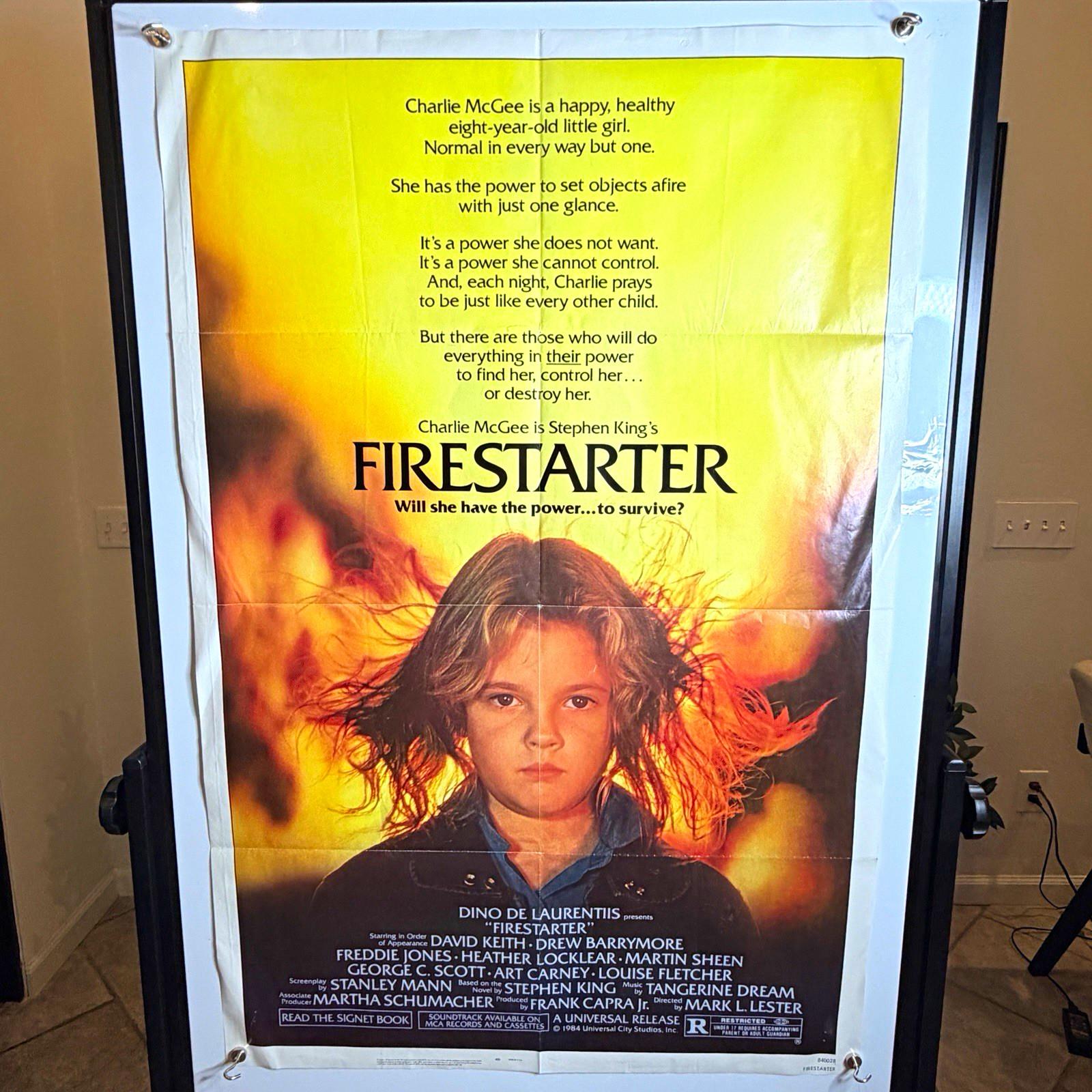 Firestarter 1984 original one sheet movie poster Drew Barrymore Stephen(#1082)