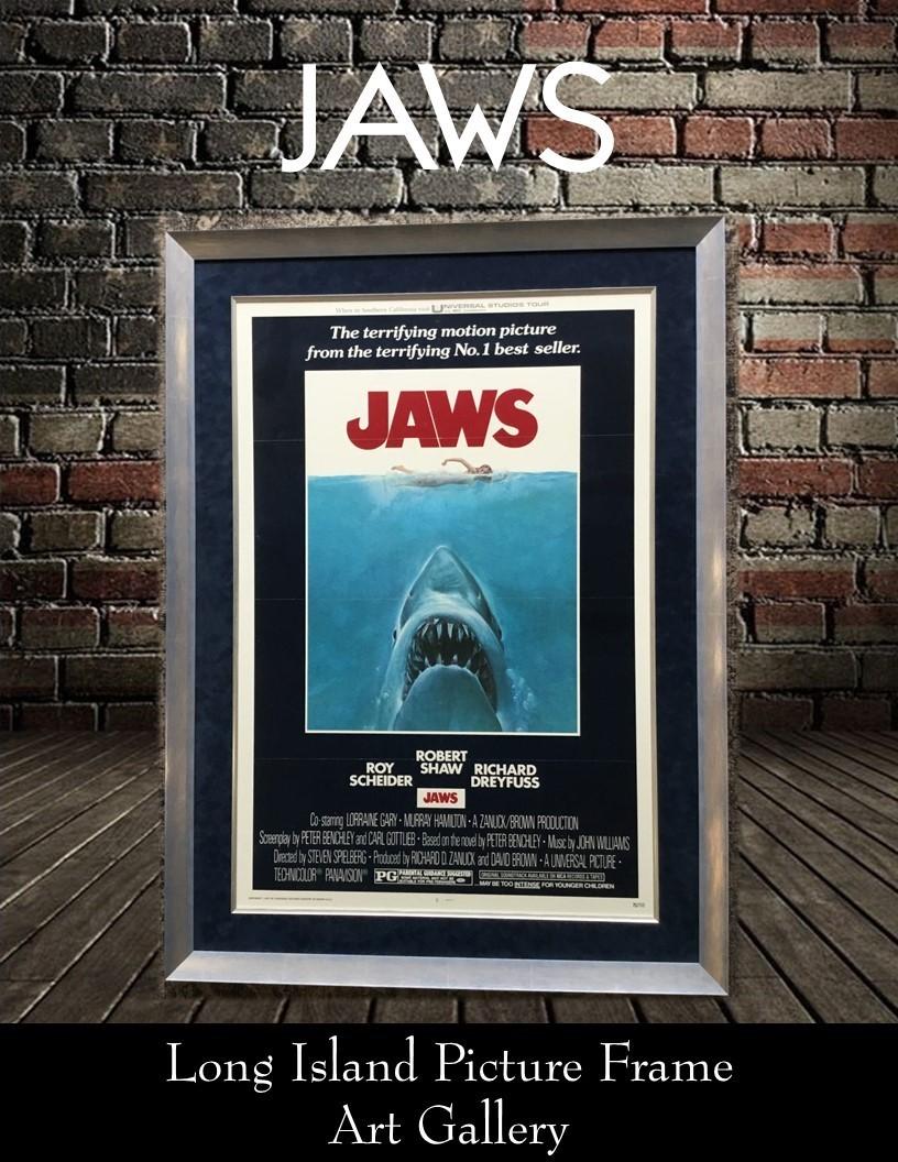 Jaws Original 1975 Movie Poster One Sheet Version 75/155 Custom Framed