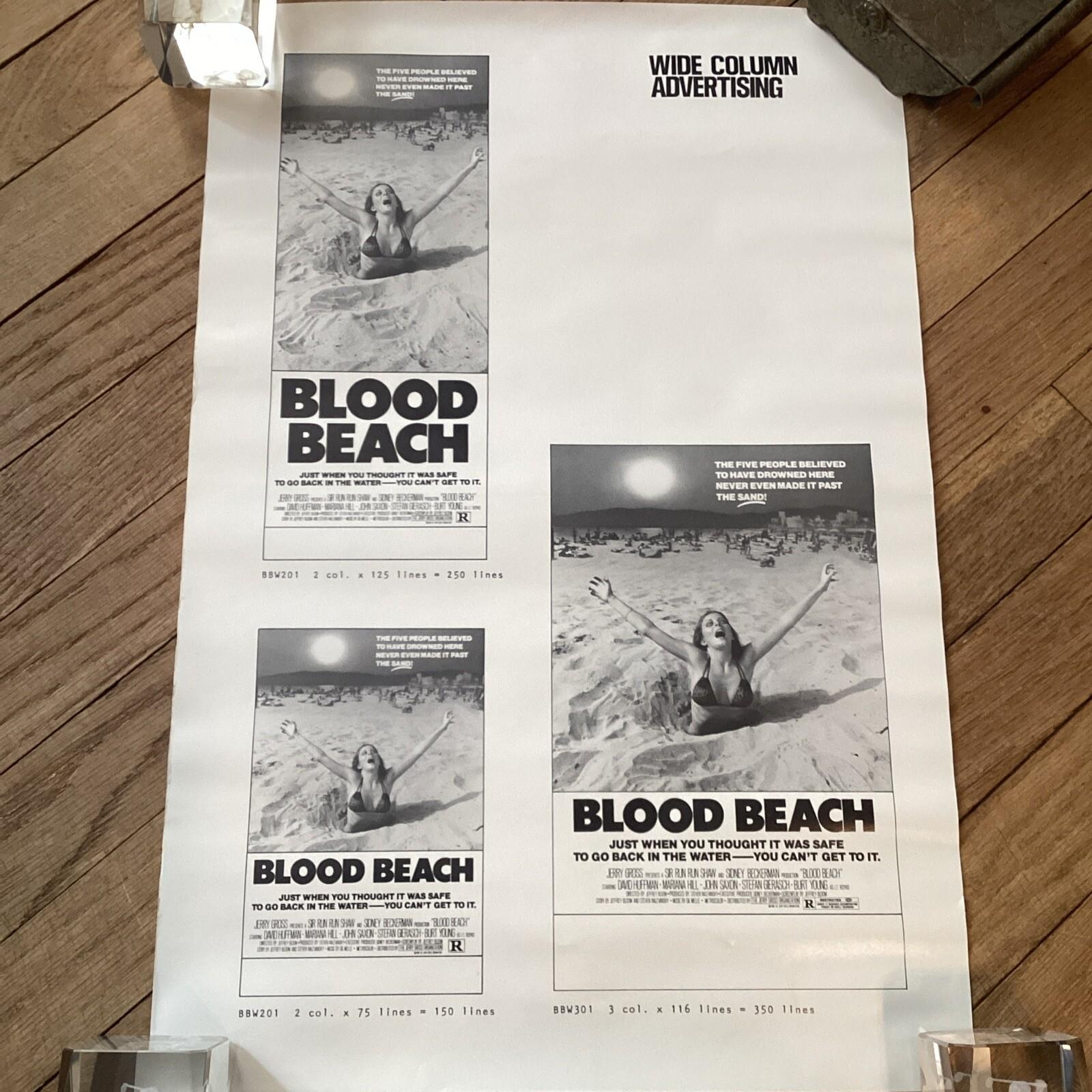 Original 1980 Blood Beach 12”x18” Cult Horror Movie Newspaper Advertising Slick