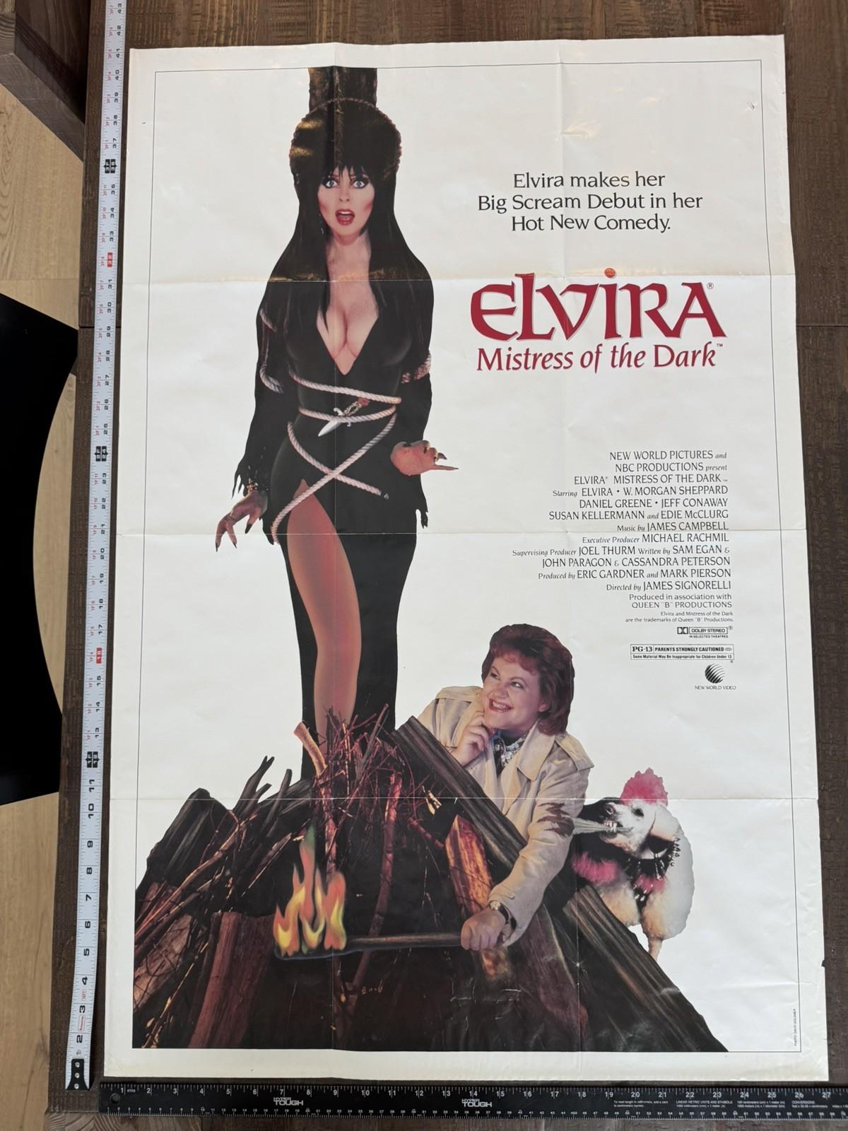 Elvira MISTRESS OF THE DARK 1988 FOLDED 27X41 MOVIE POSTER CASSANDRA PETERSON
