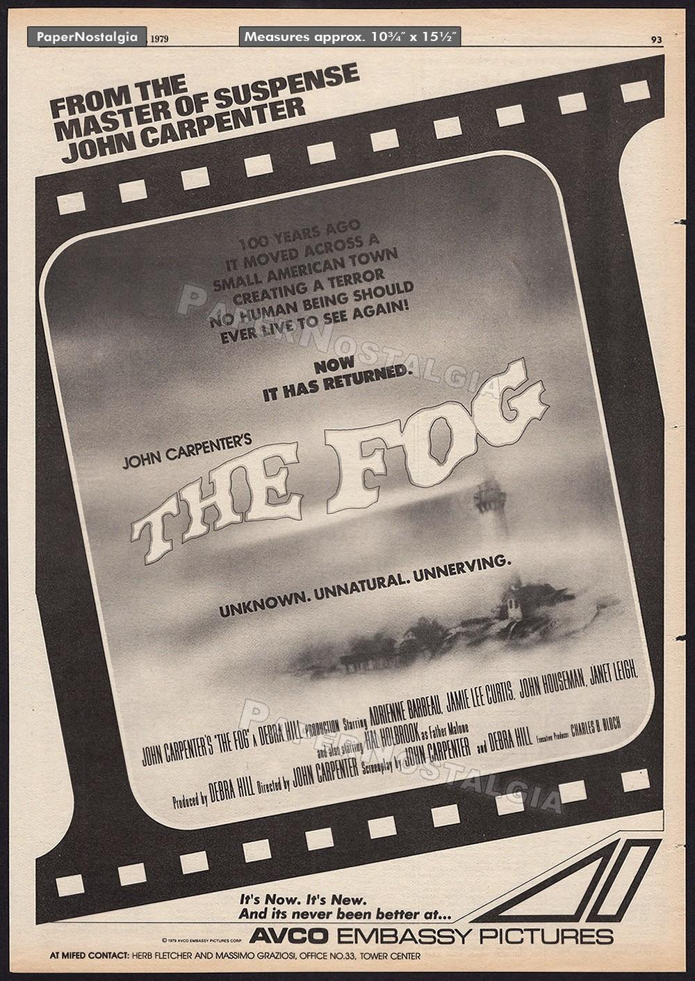 THE FOG - Original 1979 Trade AD / poster / advance promo_ John Carpenter _ 1980