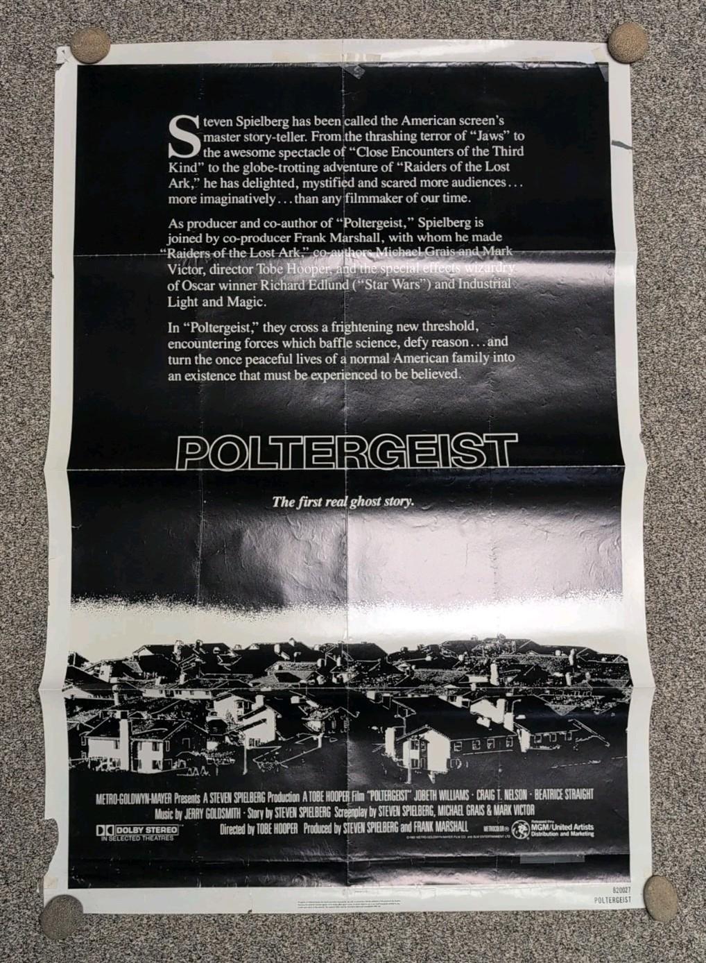 Vintage POLTERGEIST STEVEN SPIELBERG Original 1982 1-SHEET Poster STYLE B Folded