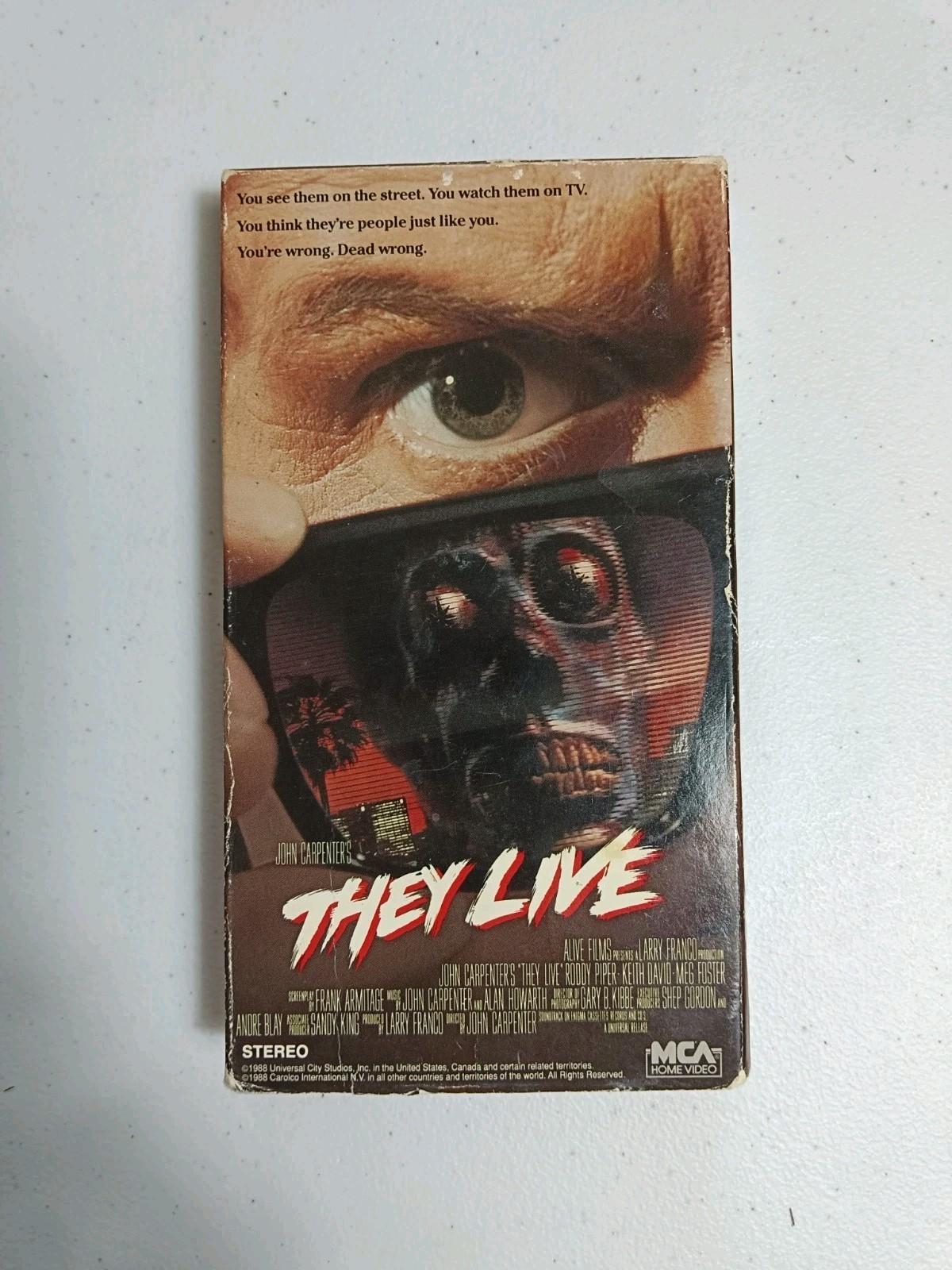 THEY LIVE VHS TAPE 1989 JOHN CARPENTER PIPER MCA HORROR MOVIE 80S ORIGINAL  BOX