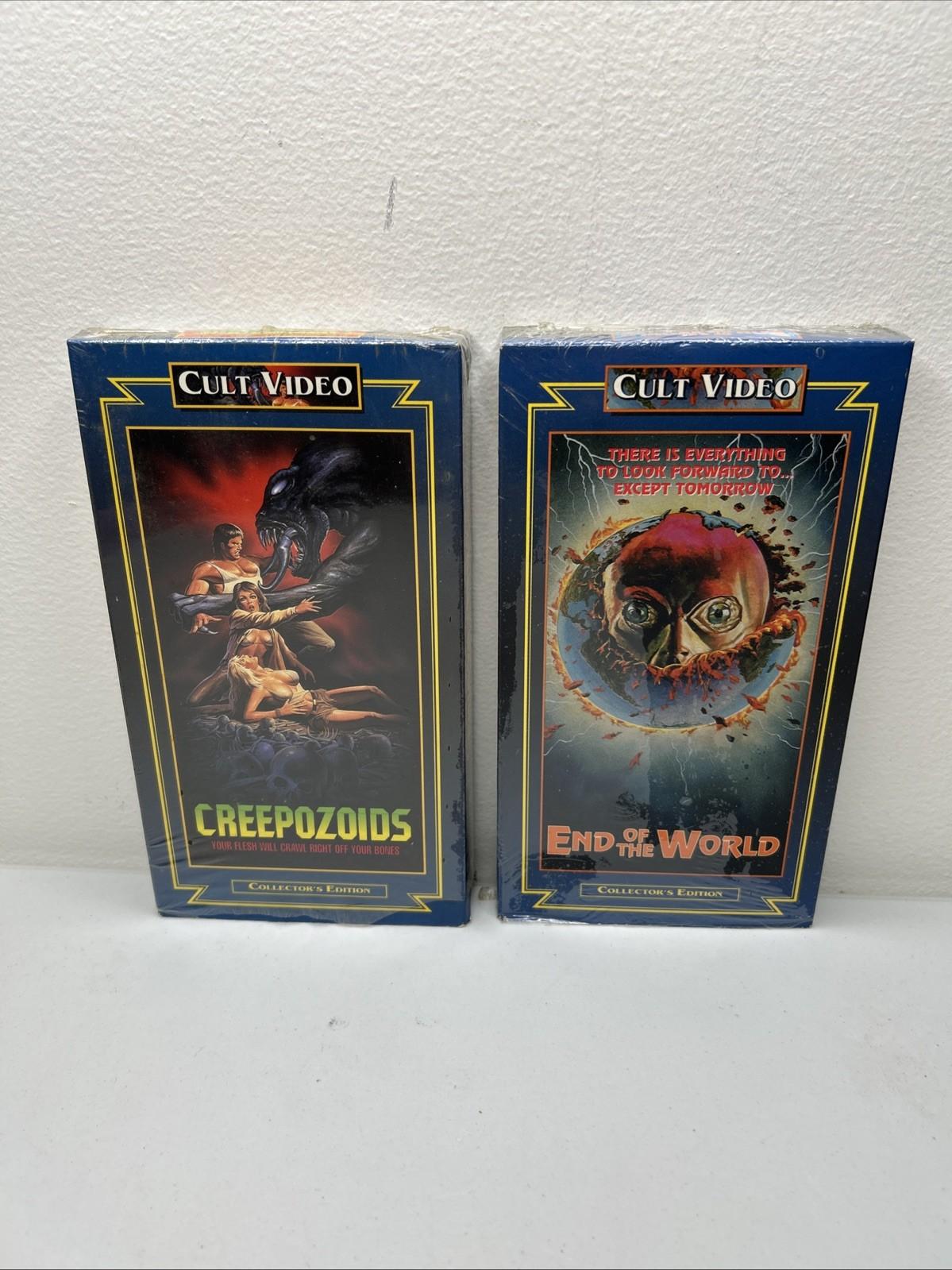 Vtg Creepozoids (1987) & End of the World (1977) VHS Cult Horror Sci-Fi Tested