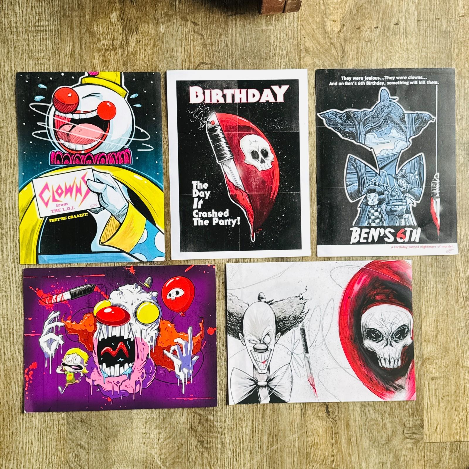 KILLER KLOWNS FROM OUTER SPACE PRINTS AND OTHER HORROR ORIGINAL DRAWINGS