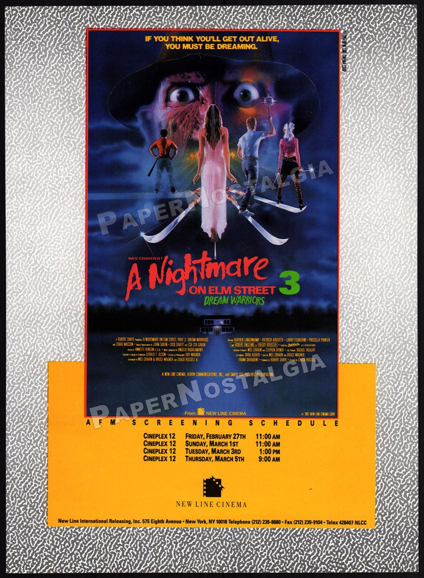 A NIGHTMARE ON ELM STREET 3 - Original 1987 Trade AD / ADVERT _ Dream Warriors