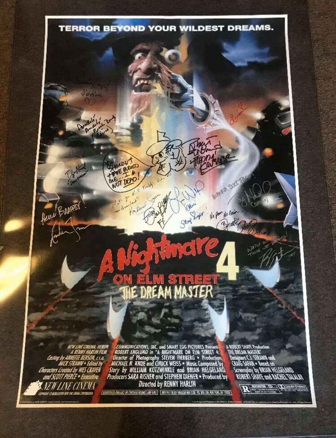 Multi-Signed  A Nightmare On Elm Street 4 The Dream Master 24x36 Autographed
