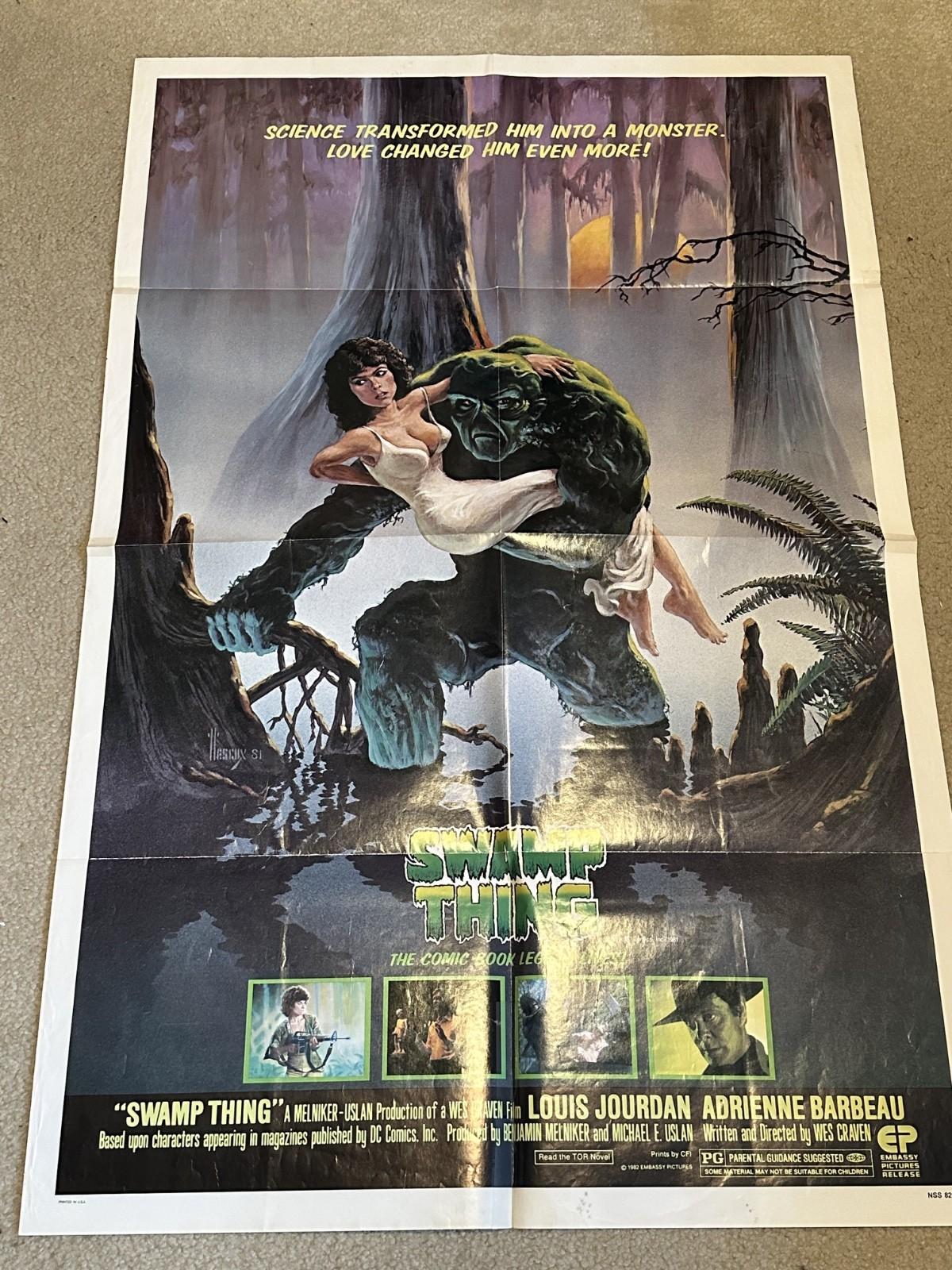 Vintage Swamp Thing Original 1982 Movie Poster 41x27 Wes Craven Horror Cult