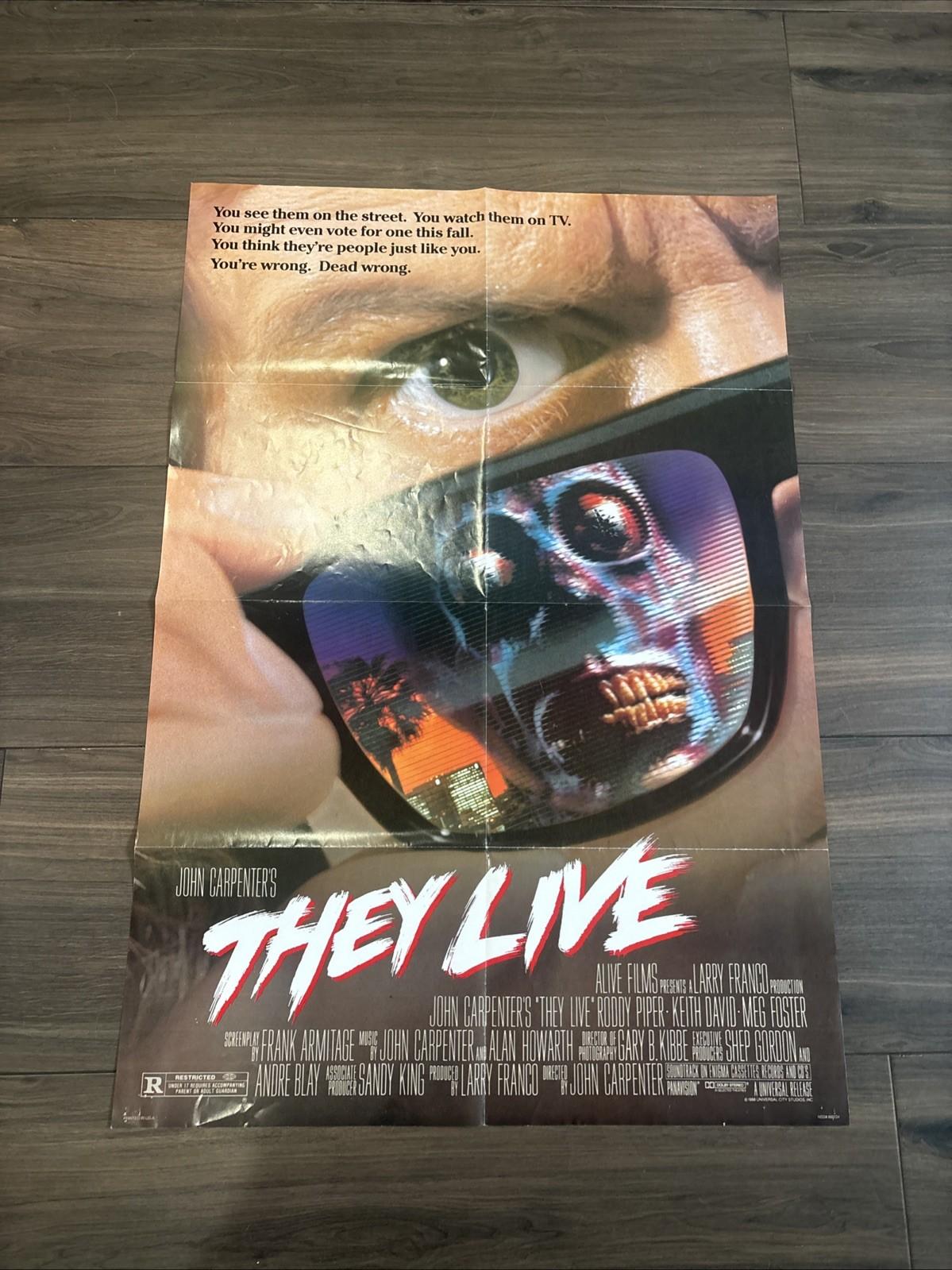 They Live 1988 Original Movie Poster 27x41 John Carpenter Roddy Double Sided