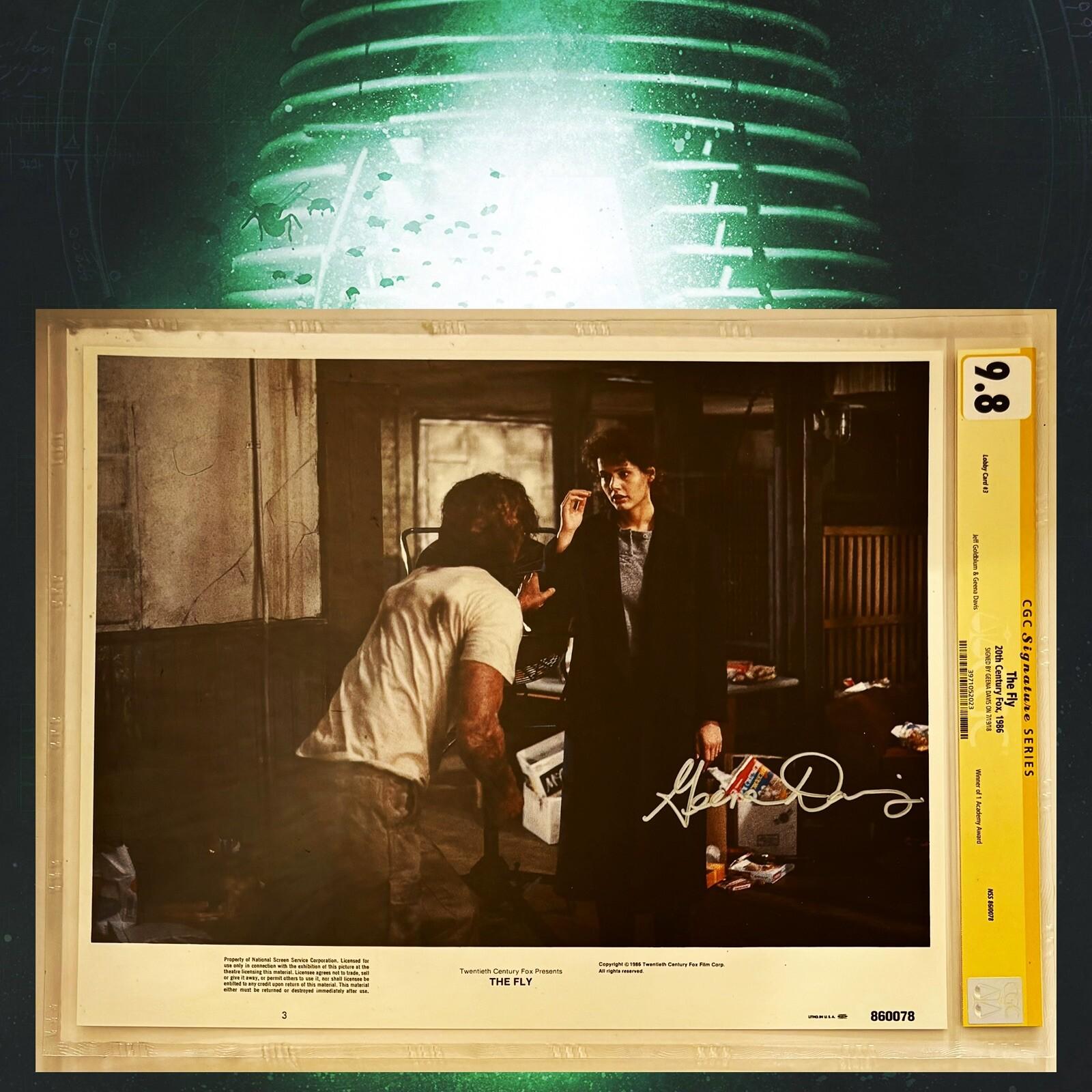 CGC 9.8 SS The Fly Lobby Card #3 signed by Geena Davis 11x14 1986 Cronenberg