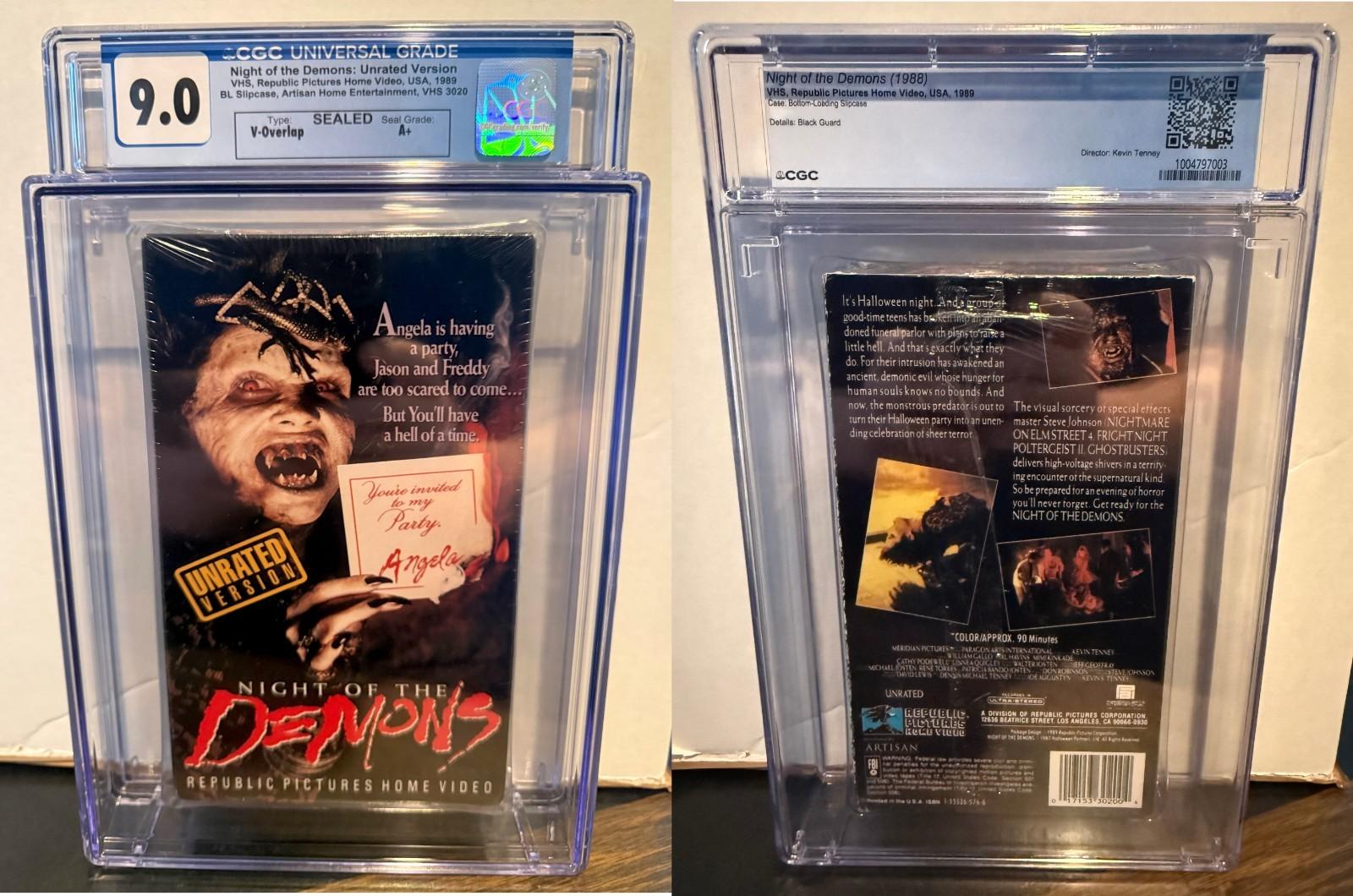 NIGHT OF THE DEMONS - UNRATED VERSION - RARE 1989 Sealed VHS - Nice CGC 9.0 A+