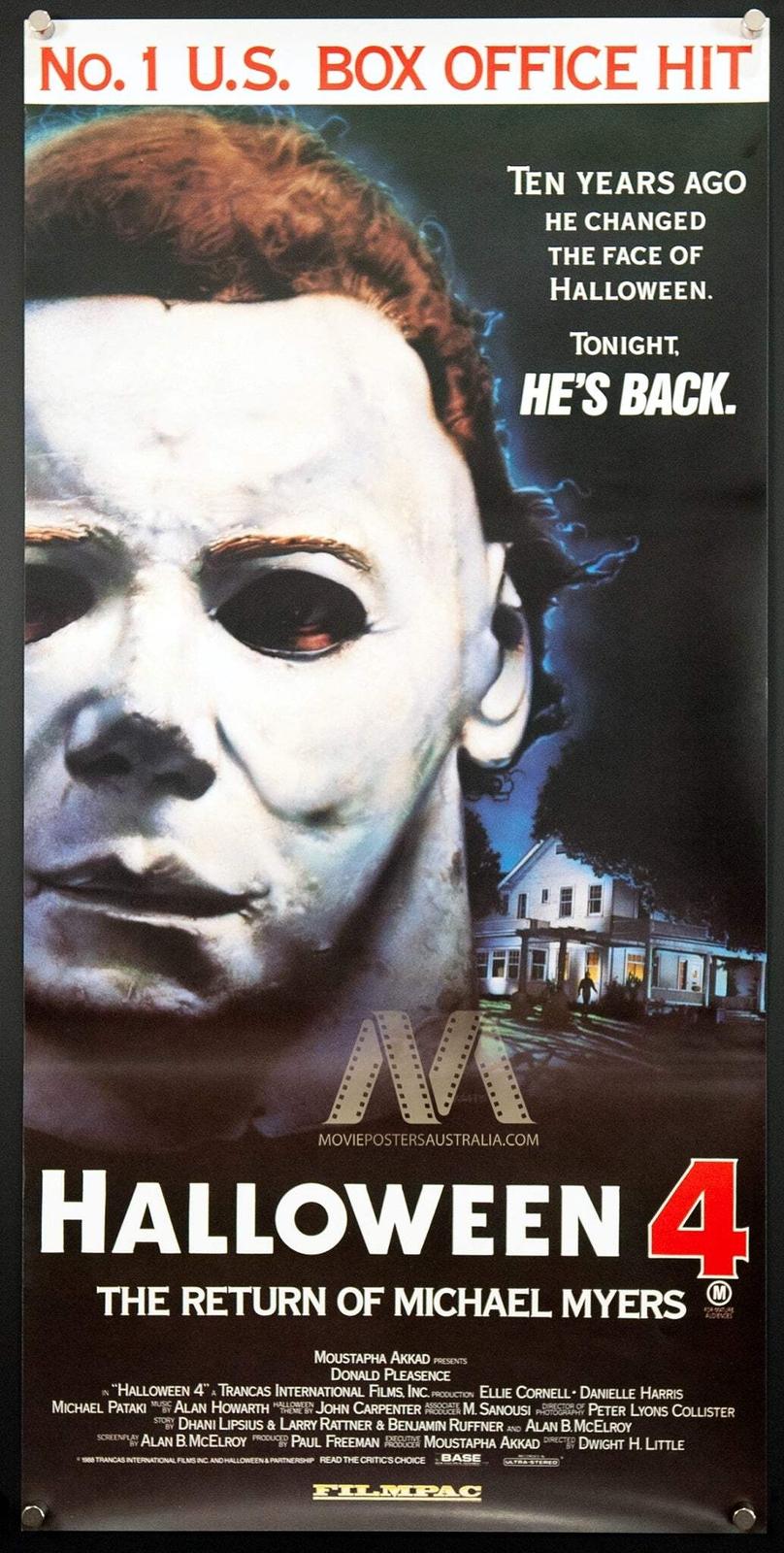 HALLOWEEN 4 THE RETURN OF MICHAEL MYERS (1988), Movie Poster, Daybill
