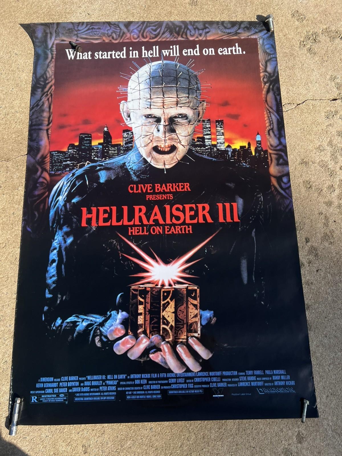 Hellraiser III Hell On Earth Original Theater Poster 27x41