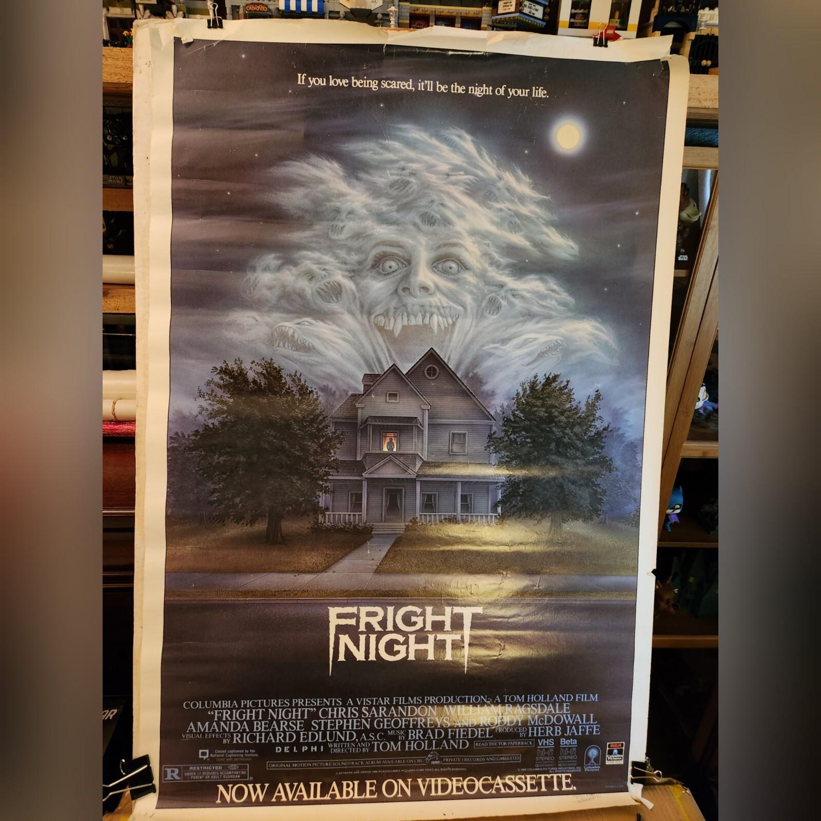 Original Vtg 1985 FRIGHT NIGHT Video Store Poster One Sheet 27x41 Read Descripti
