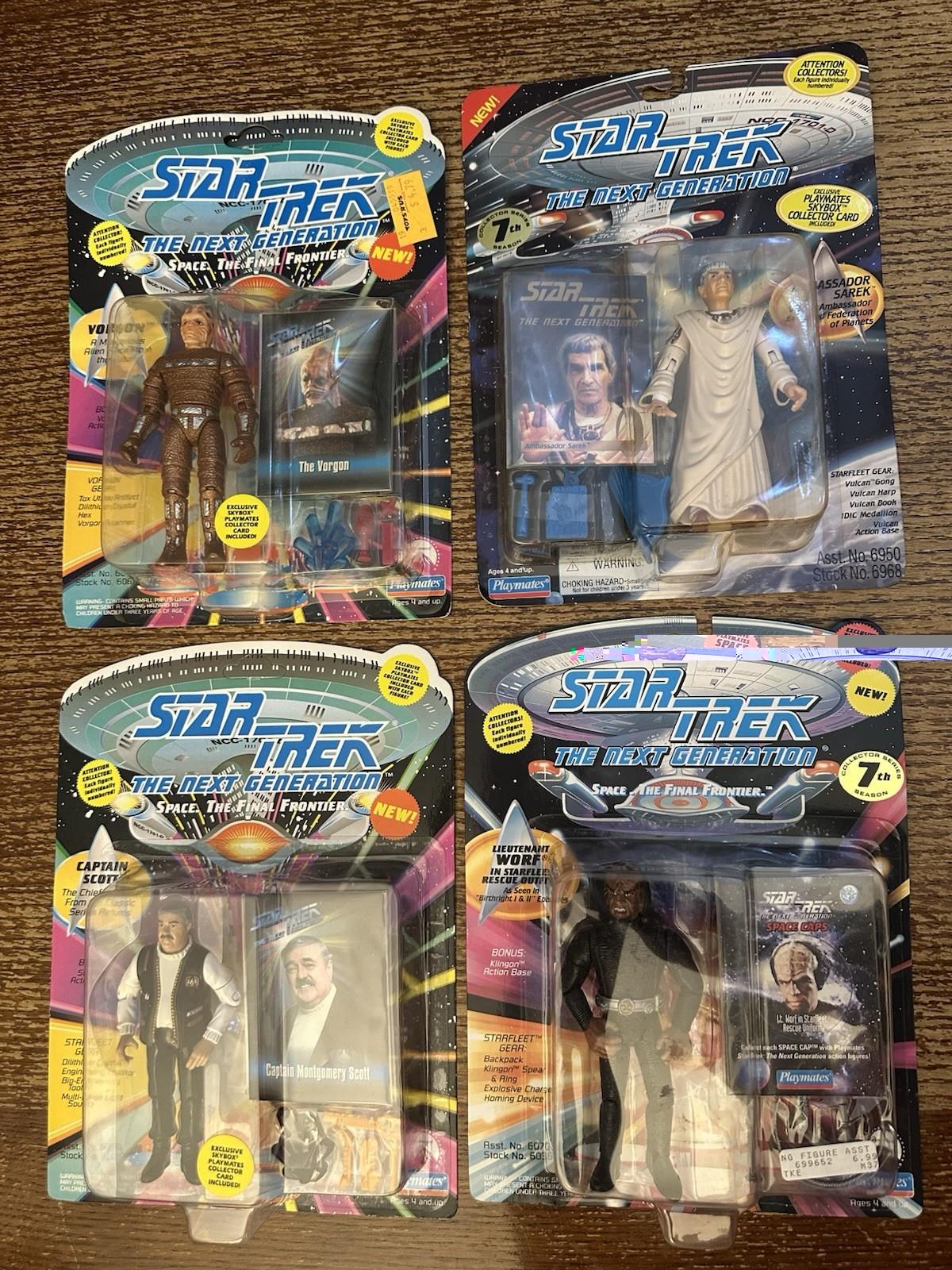 4 Lot Vintage 1994 Star Trek Sarek Capt. Scott Vorgon Lt. Wolf Action Playmates