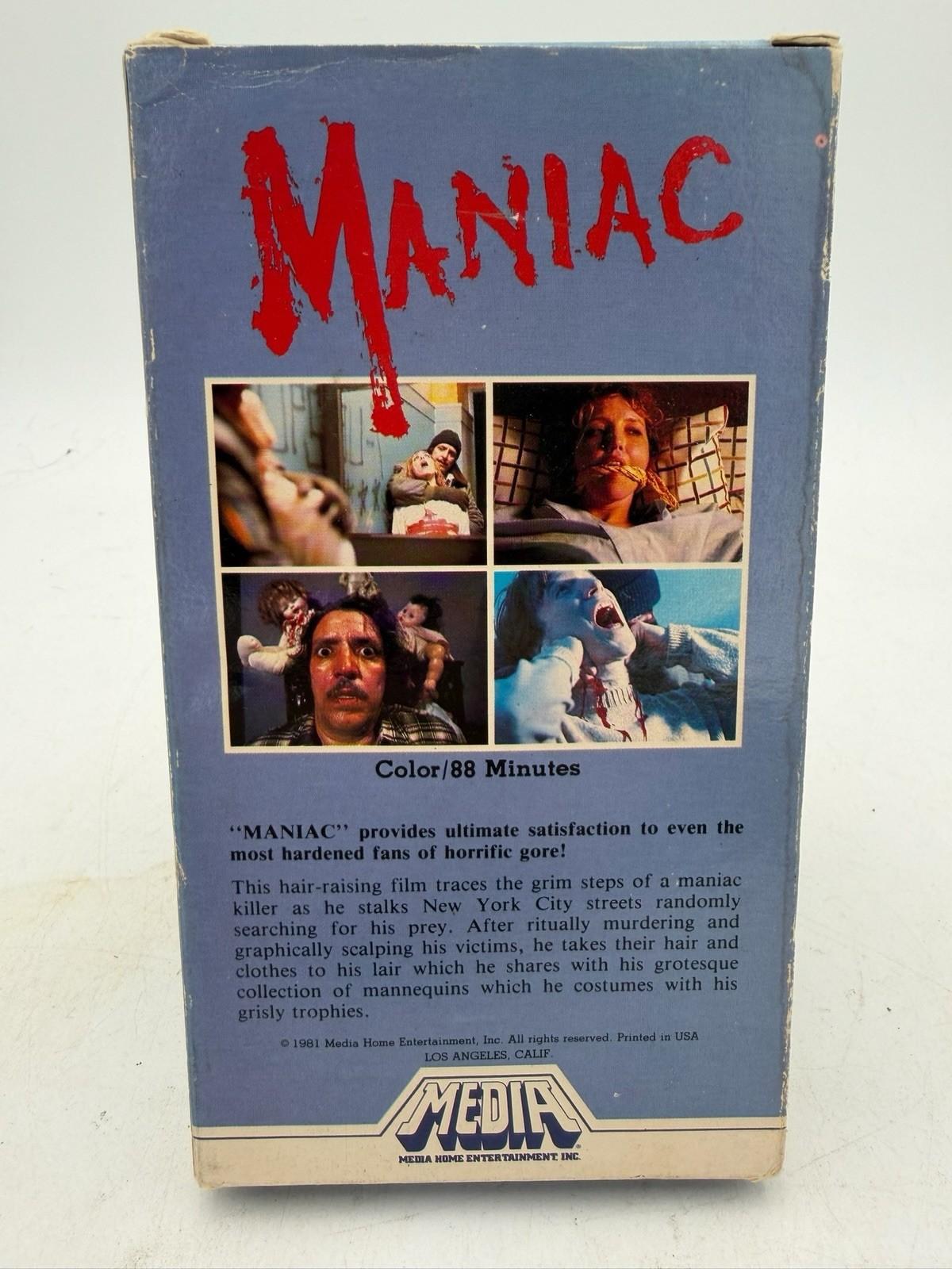 Maniac VHS 1981 Slasher Horror Media Home Entertainment Original Video Release