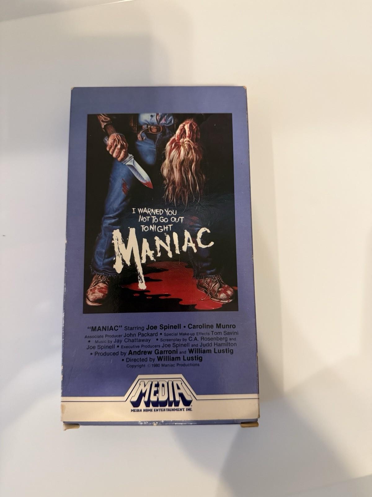 MANIAC VHS 1981 Media Home Entertainment M155 Original Horror Slasher