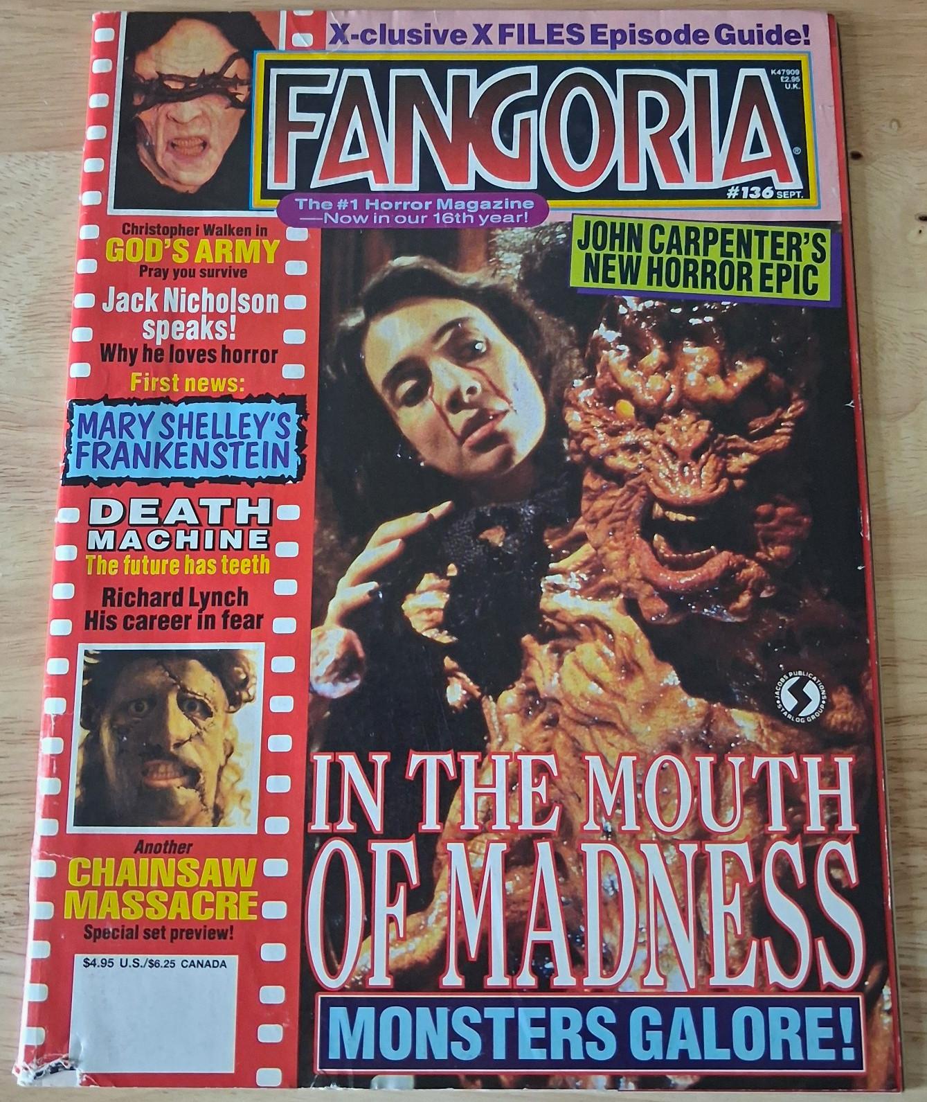 Fangoria September 1995 Issue #136 In the Mouth of Madness Illustrated