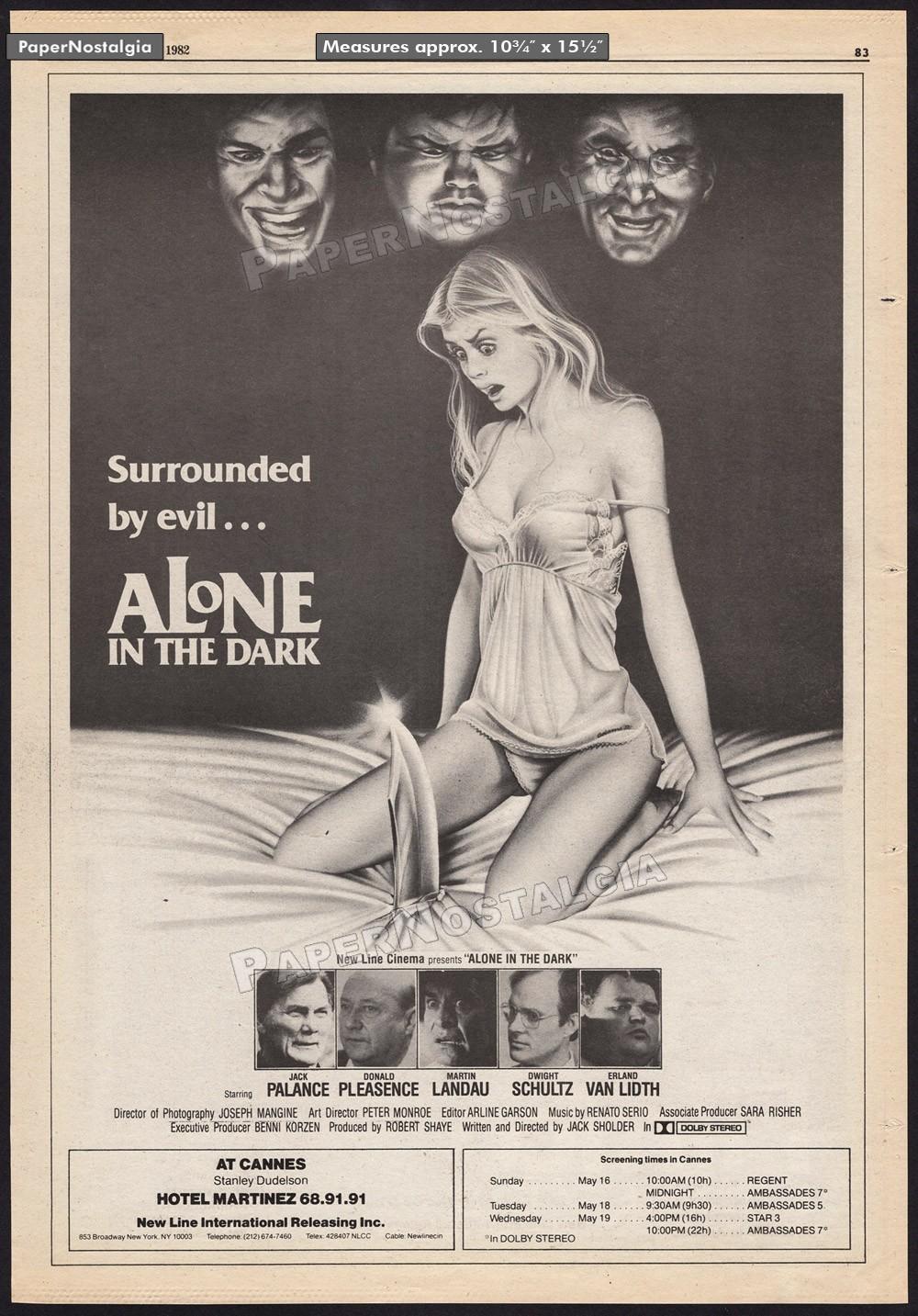 ALONE IN THE DARK - Original 1982 Trade AD / poster _ Jack Palance _ Carol Levy