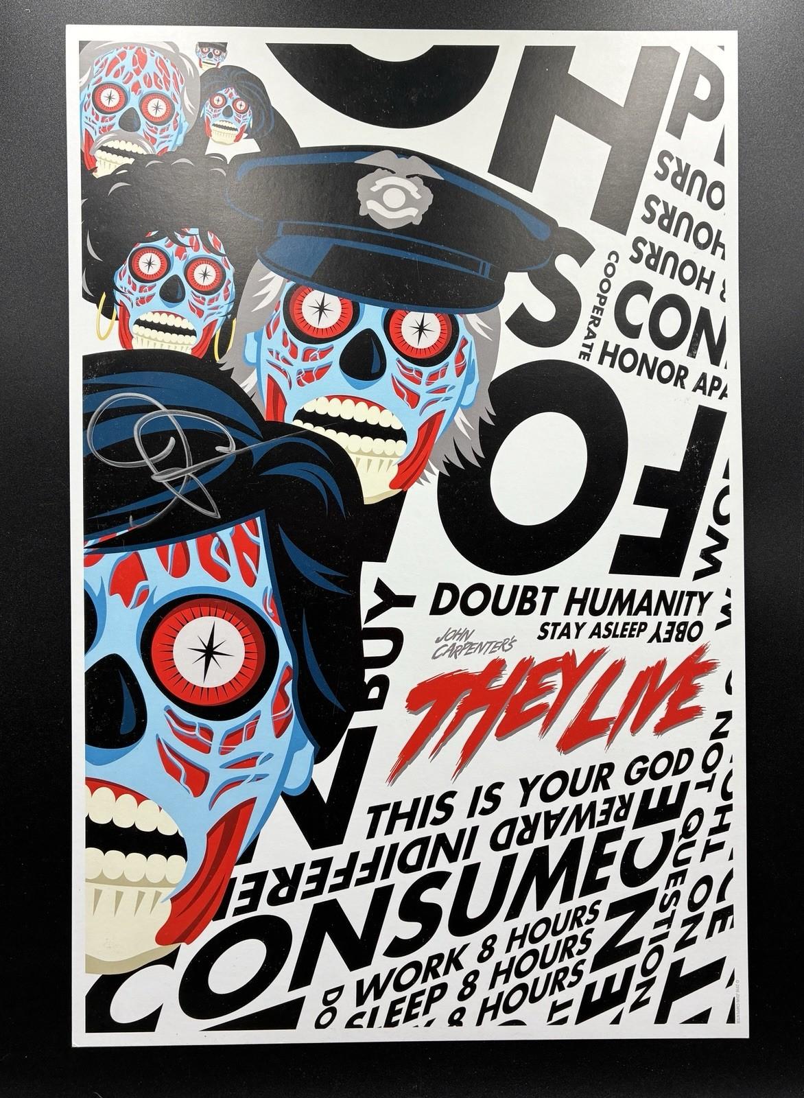 John Carpenter Signed JSA 12x18 They Live 1988 Movie Poster Rare