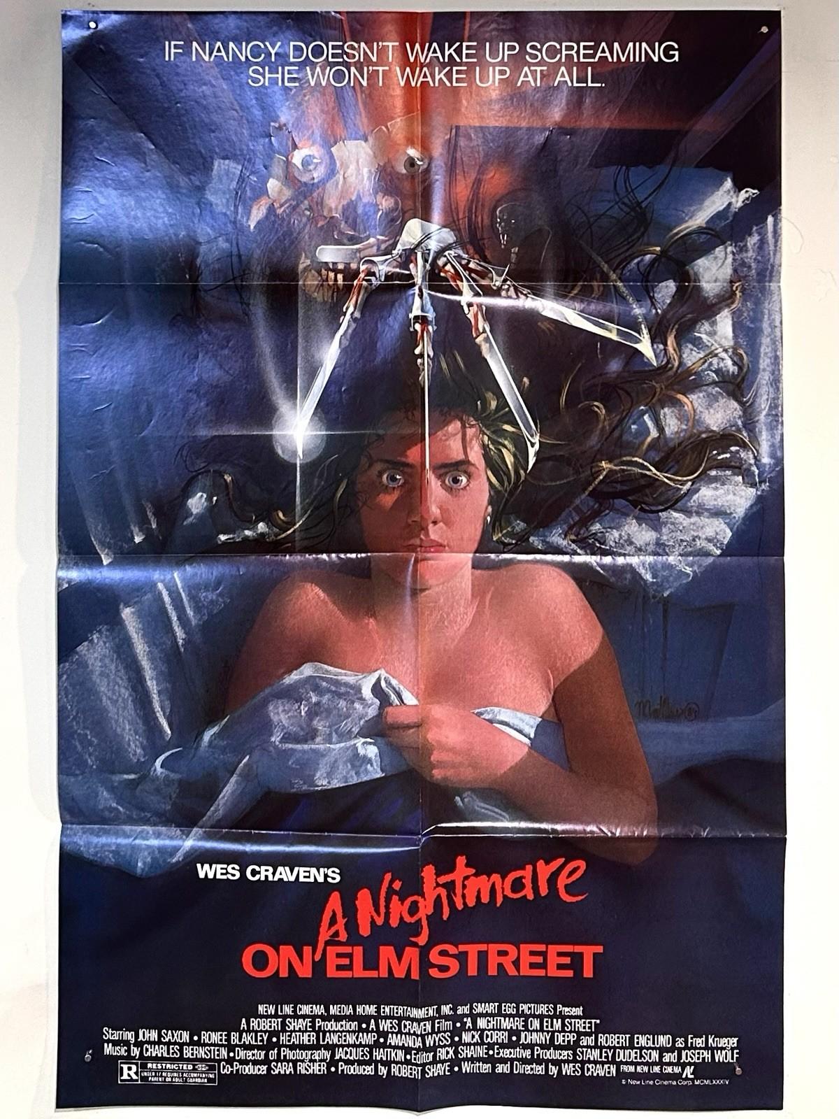 -RARE- Vtg. A NIGHTMARE ON ELM STREET 1984 Horror Original Movie Poster 27x40 NM