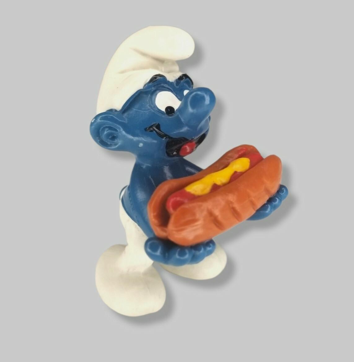 Smurfs 20169 Hot Dog Smurf Vintage Original Figure PVC Toy Figurine 80s Peyo Lot