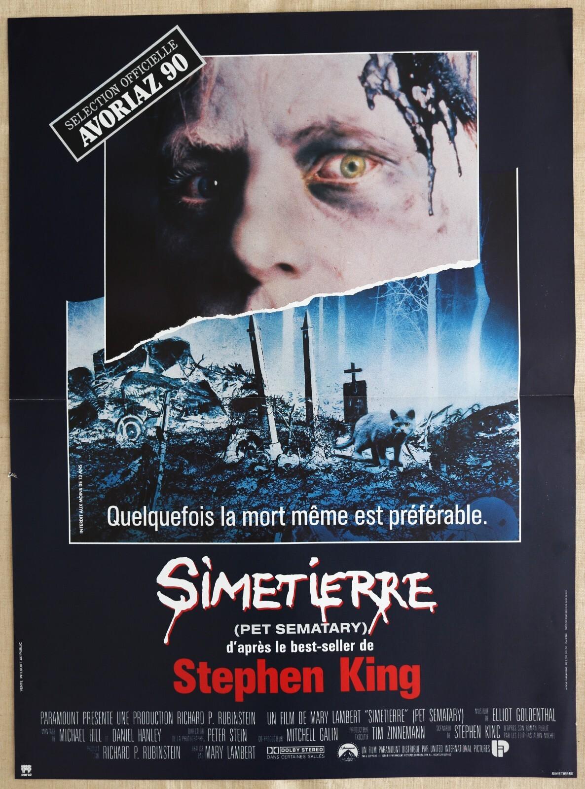 PET SEMATARY - SIMETIERRE 1989 Vintage French Original Movie Poster 38x52cm