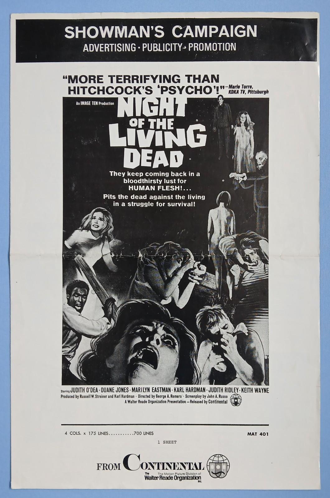 NIGHT OF THE LIVING DEAD (1968) original US Pressbook - George Romero - Zombie
